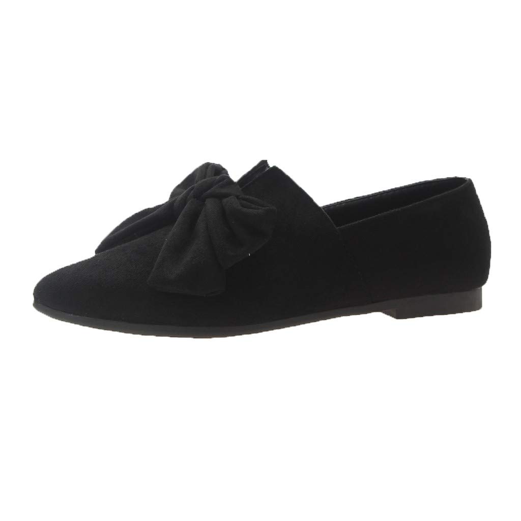 Women's Pointed Toe Ballet Flats - Suede Bowknot Mary Jane Shoes for Women | Comfortable & Lightweight for Commuting, Walking & Work | Perfect for Office, Travel & Everyday Wear