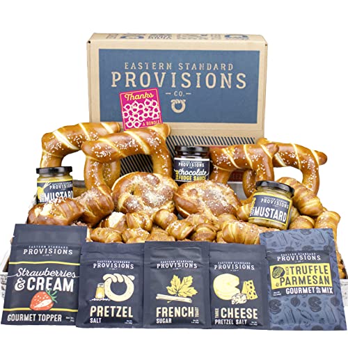 Gourmet Soft Pretzel Variety Pack - Freshly Baked Artisan Pretzels with Premium Salt & Dipping Sauce | Perfect for Office Snacks, Party Favors & Gift Boxes | Eastern Standard Provisions Thanks a Bundle