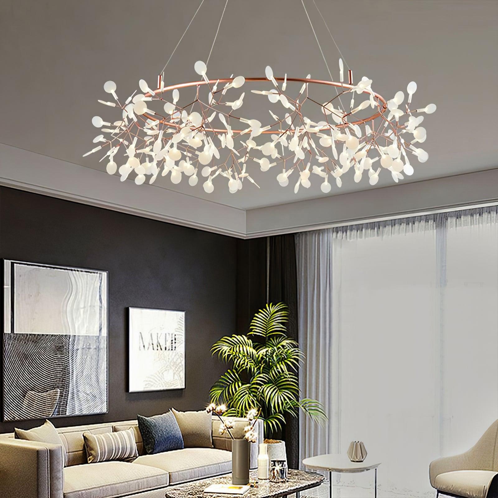Big O Firefly LED Chandelier - Modern Crystal Ceiling Light Fixture for Dining Room, Living Room & Bedroom | Energy-Efficient Dimmable Lighting for Home Decor