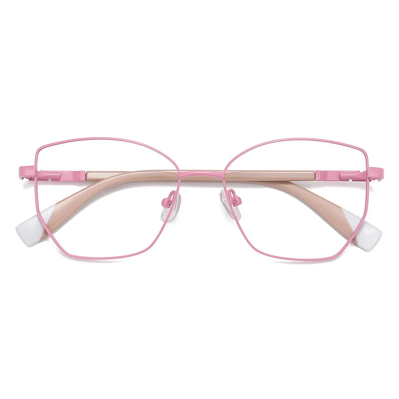 Brightzone Women's Full Rim Square Cat Eye Alloy Eyeglasses Frame 73011 - Stylish & Lightweight for Work, Reading & Fashion Accessories