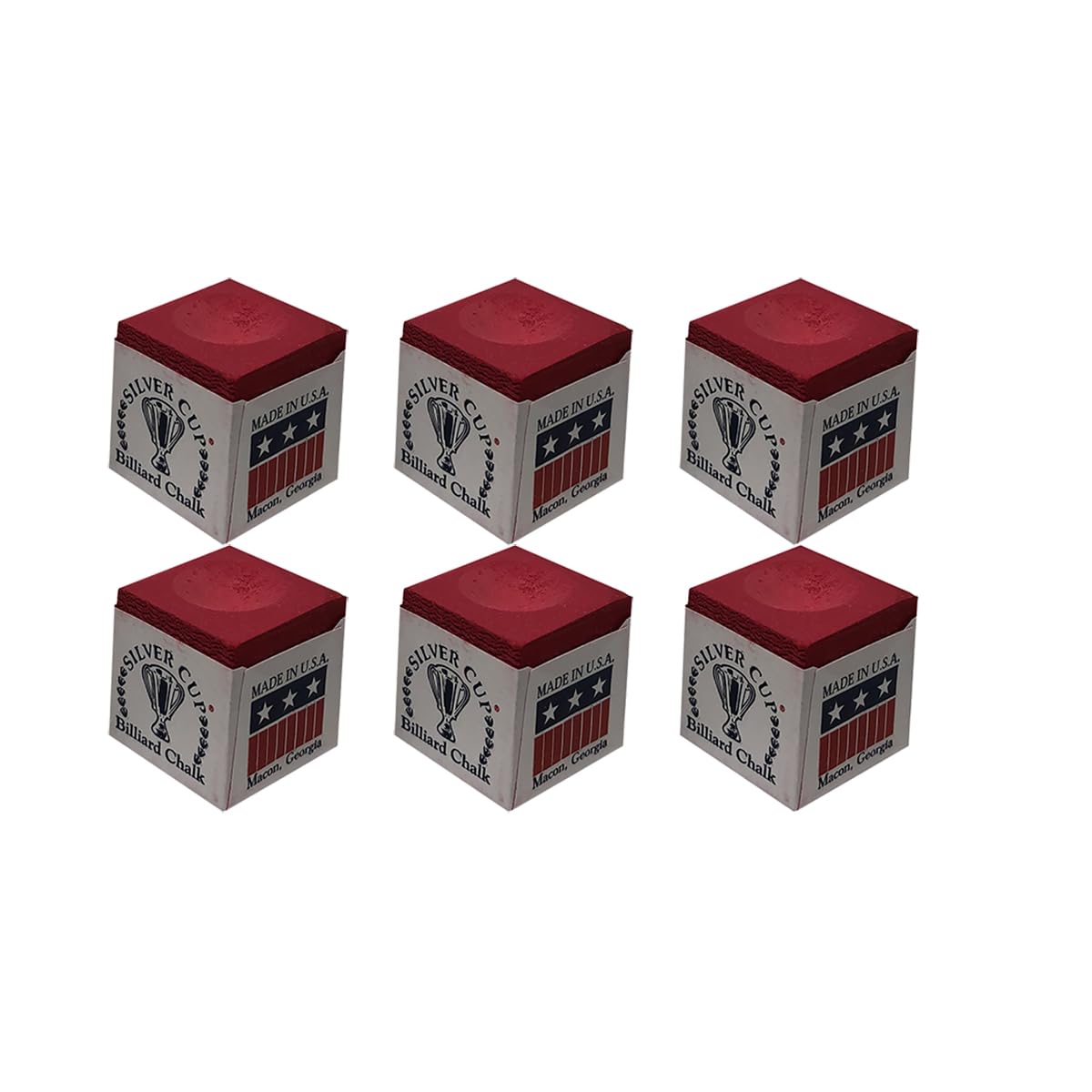 Premium Silver Cup Set of 6 - High-Quality Red Billiard Pool Cue Chalk for Smooth Shots | Perfect for Pool Halls, Home Game Rooms & Professional Players