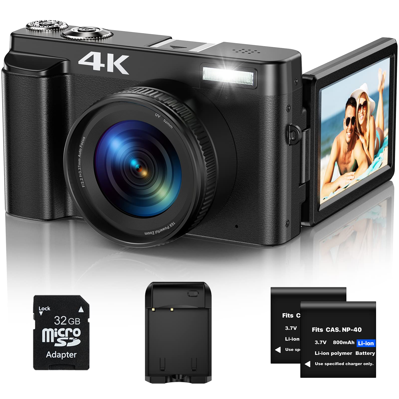 4K Digital Camera with 48MP Autofocus - Vlogging Camera for YouTube with 3