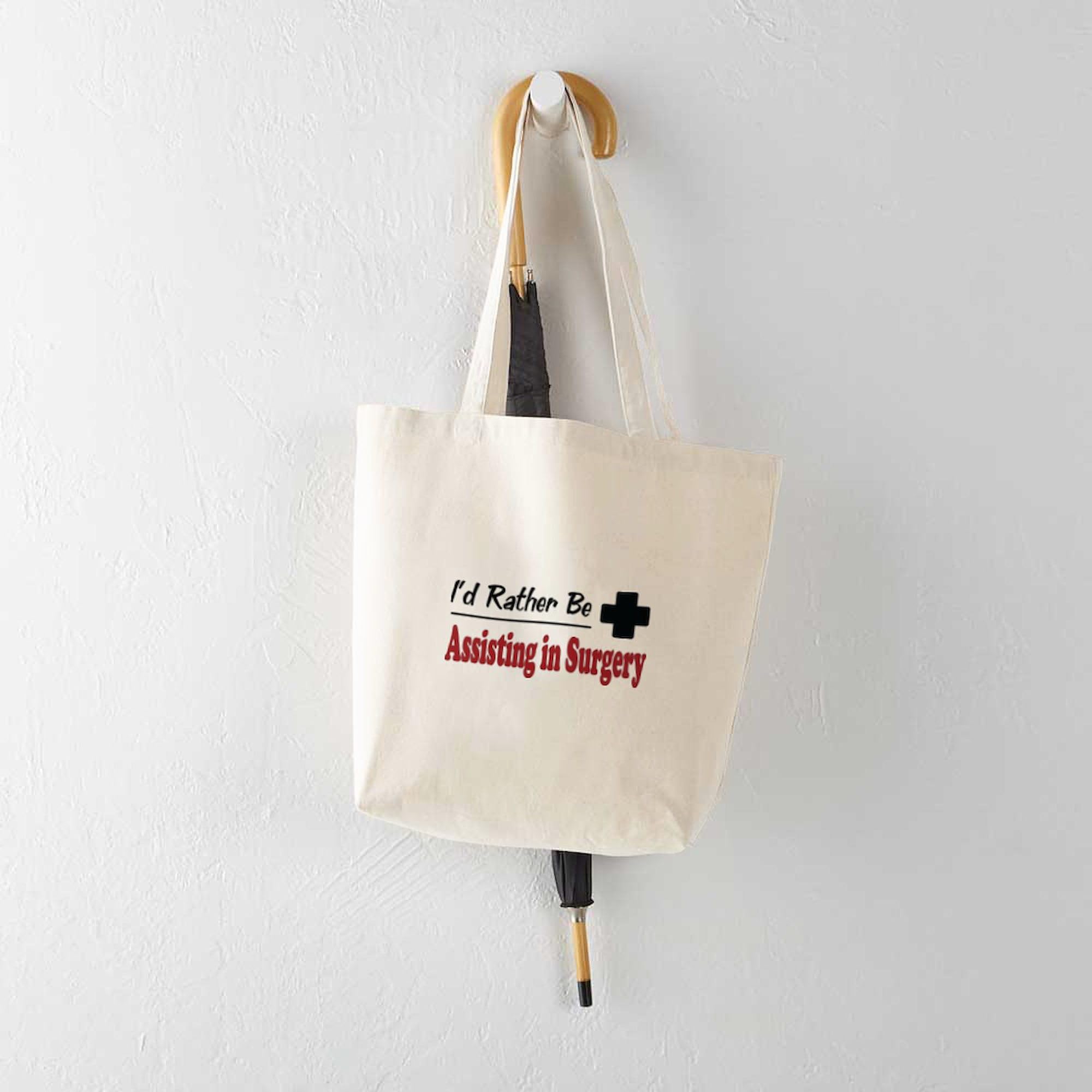 Rather Be Assisting In Surgery Tote Bag - Natural Canvas Reusable Shopping Bag for Nurses, Medical Students & Healthcare Professionals - Perfect for Work, Groceries & Everyday Use