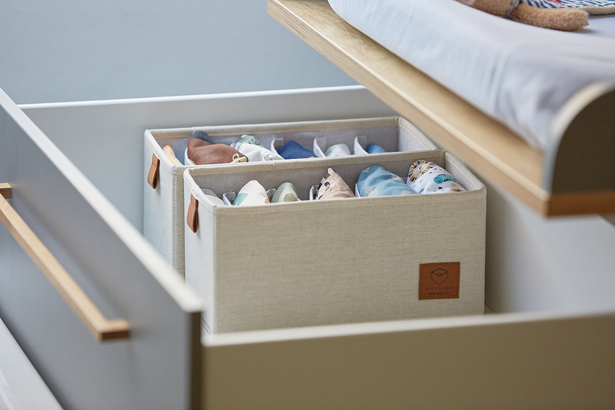 Premium Fabric Wardrobe Organizer Set - 6 Compartments, 2-Piece (Cream) | Closet Storage Solution for Bedroom, Dorm & Travel