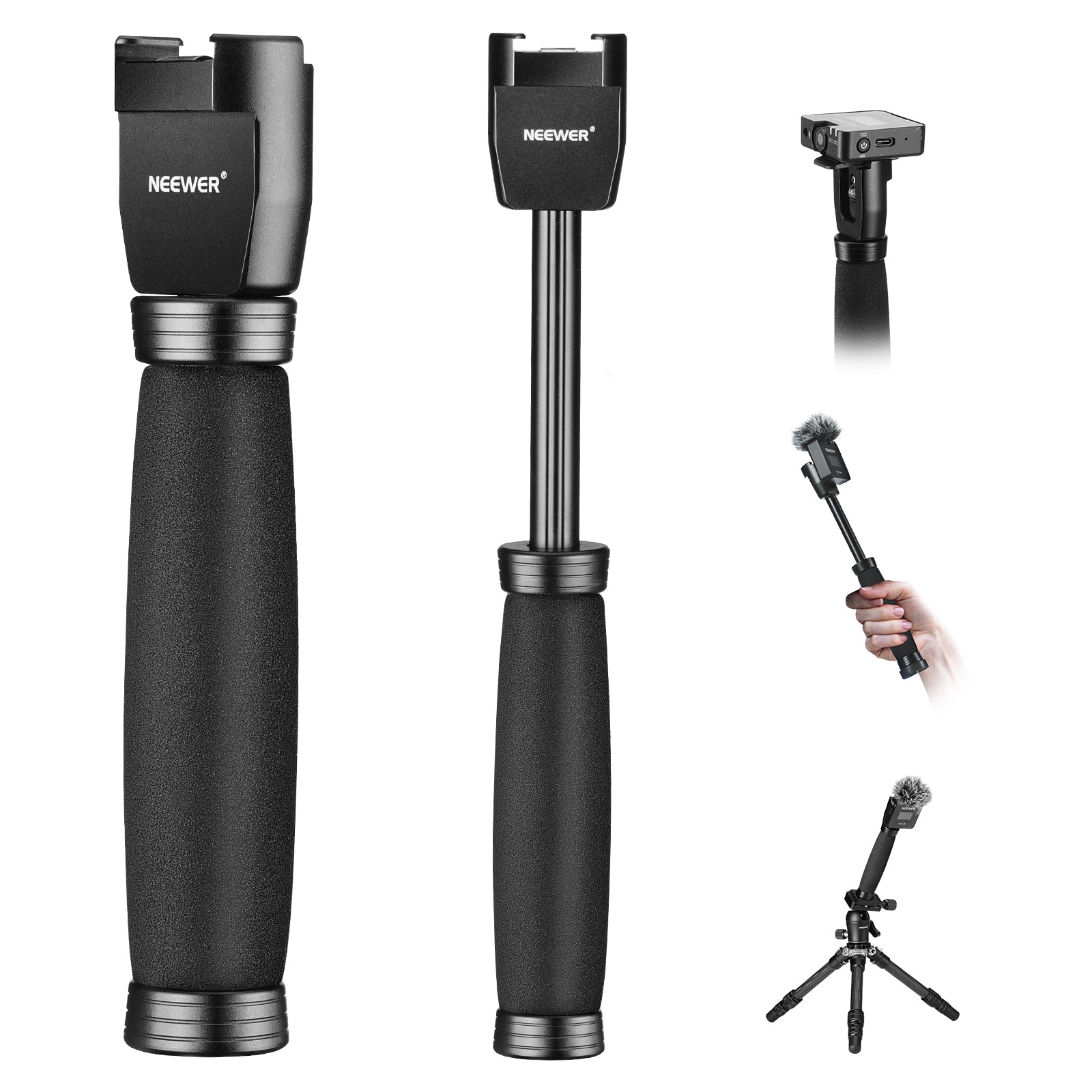 NEEWER Telescoping Interview Microphone Handle for Rode Wireless Go - Adjustable Boom Pole for Podcasting, Vlogging & Live Streaming - Perfect for YouTube, TikTok & Studio Recording