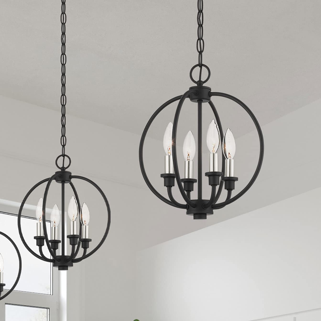 Livex Lighting 4664-04 4-Light Black Modern Chandelier - Elegant Ceiling Fixture for Dining Room, Bedroom or Living Room Lighting