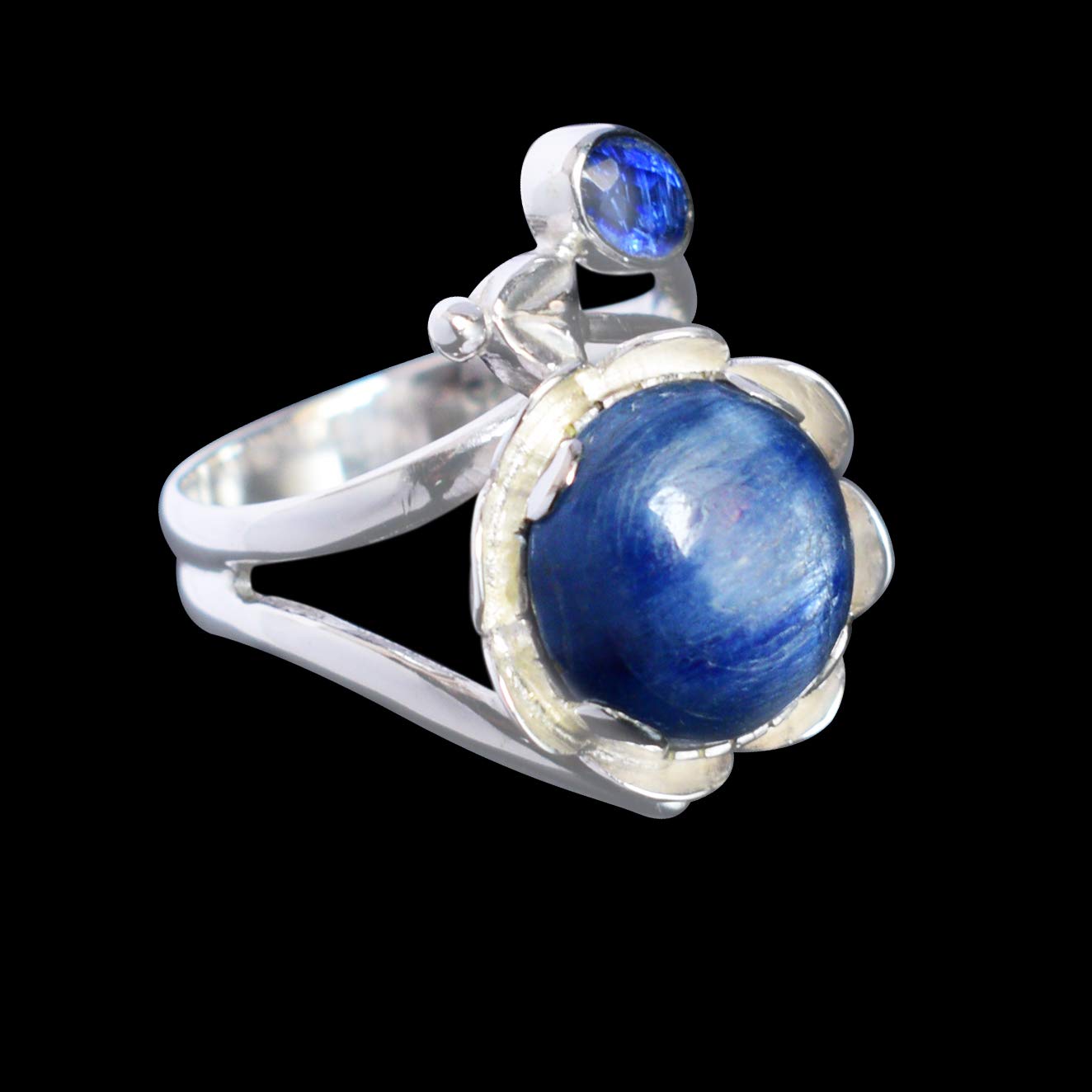 Kyanite & Blue Quartz 925 Sterling Silver Ring - Handmade Jewelry for Women - Elegant Birthday Gift for Her - Perfect for Weddings, Anniversaries & Special Occasions