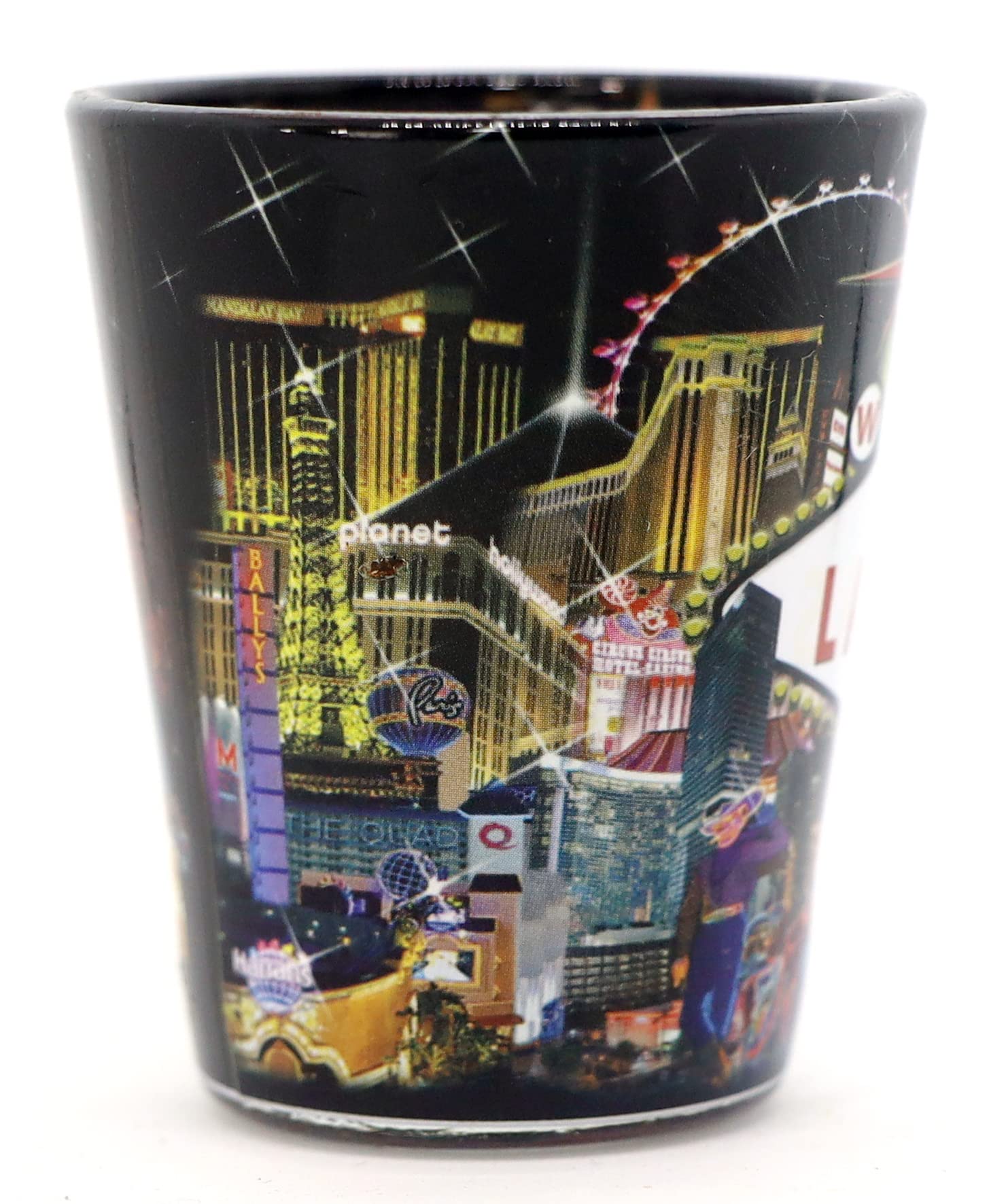 Las Vegas Nevada City Collage Black Shot Glass - Perfect for Parties, Gifts & Souvenirs | Durable & Stylish Barware for Cocktails & Shots