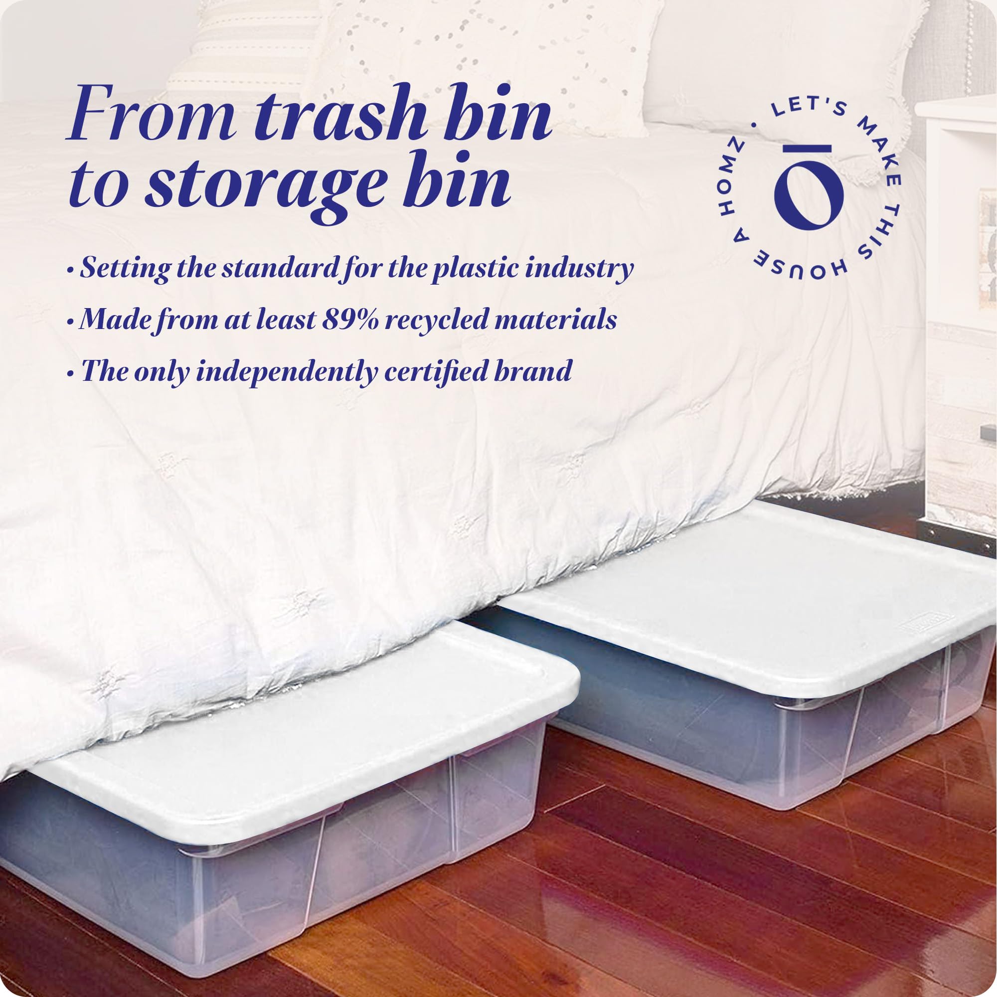 HOMZ 4-Pack Large Clear Plastic Storage Bins with Secure Lids - 41 Quart White Organizing Containers for Home, Office, Closet & Garage Storage Solutions