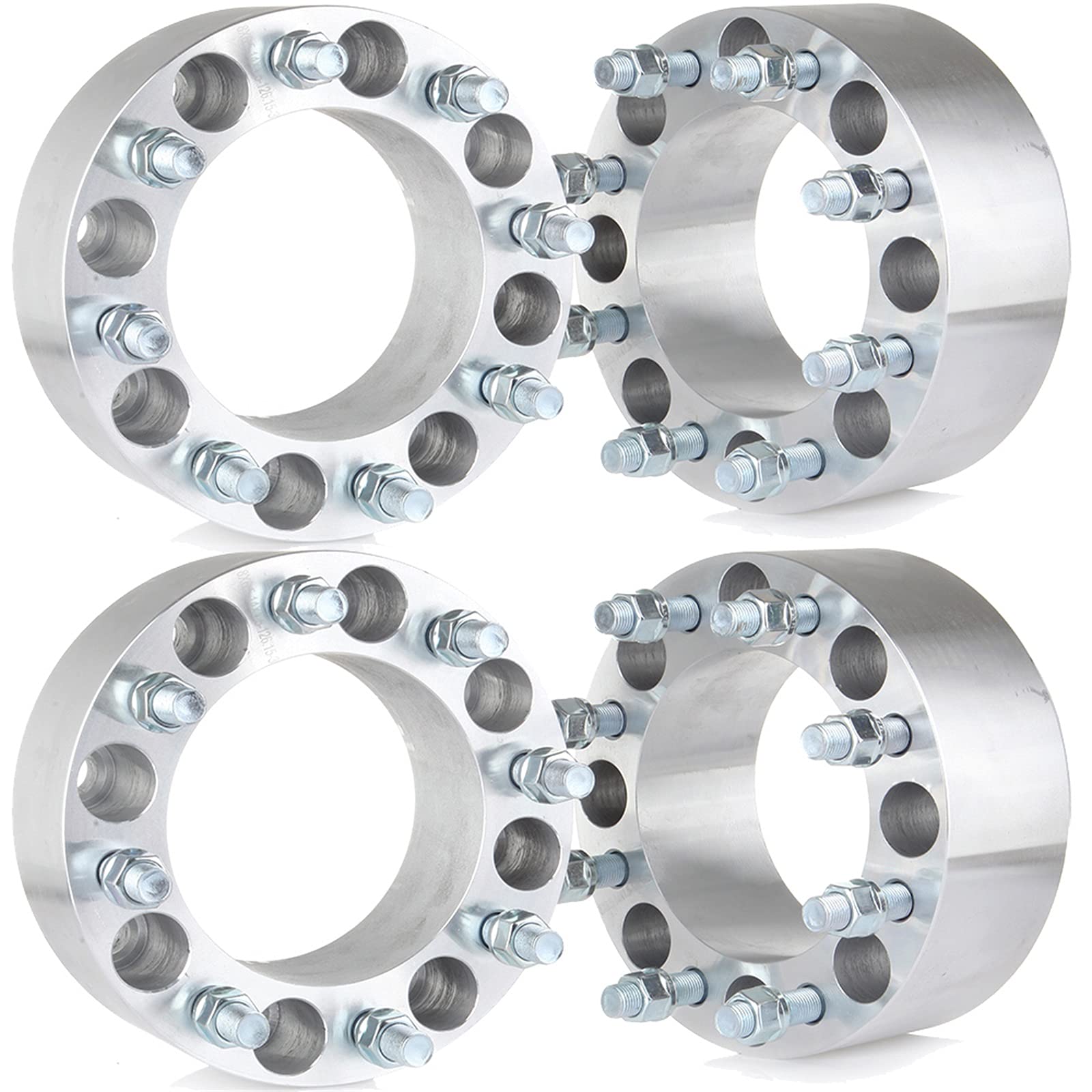 4-Piece 3-Inch 8 Lug Wheel Spacers & Adapters 8x6.5 Bolt Pattern for Chevy Silverado 2500/3500 HD, GMC Sierra 2500/3500 HD, Hummer H2, Chevy Avalanche (2003-2010) - Heavy Duty Truck Lift Kit Accessories for Off-Roading & Towing