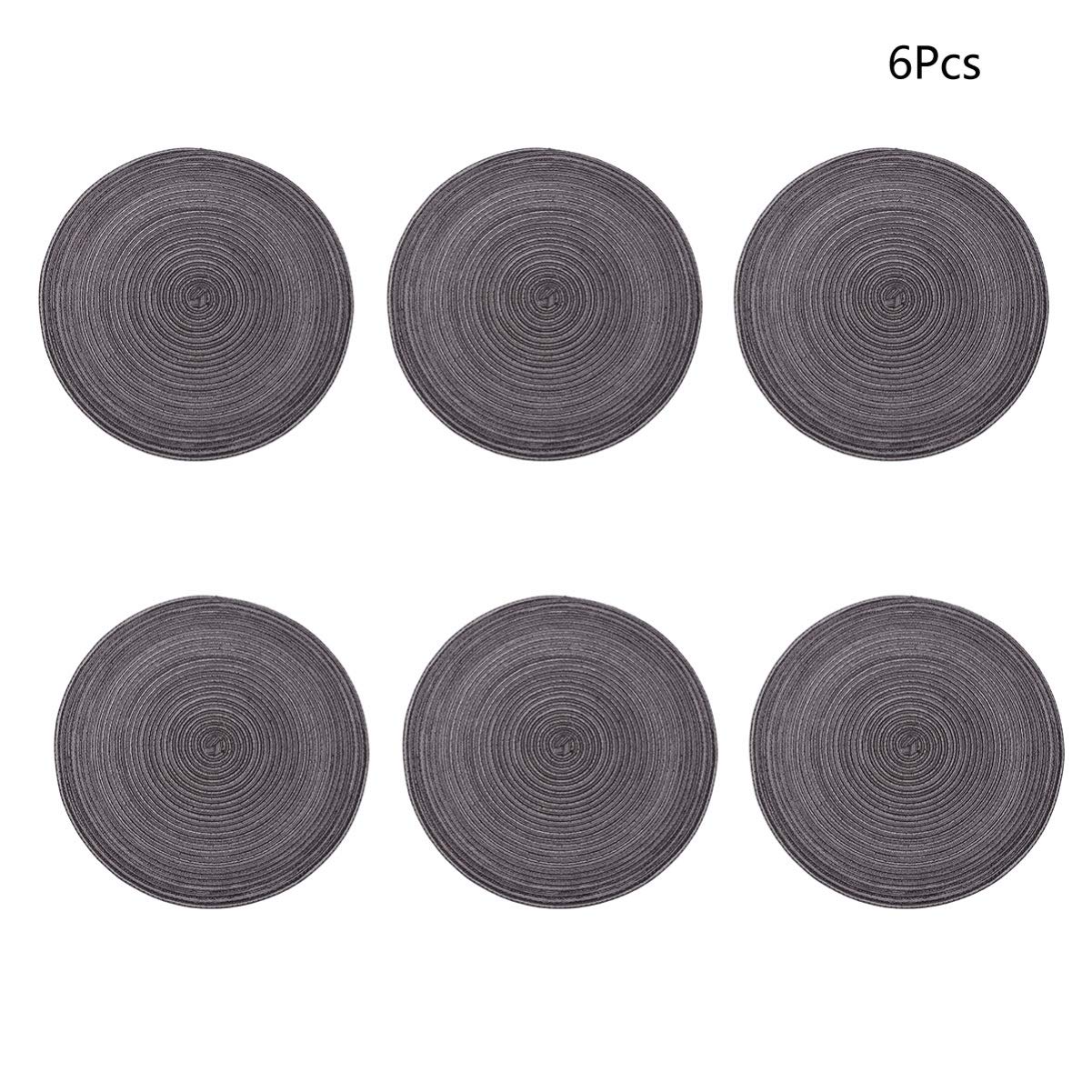 6-Piece Round Woven Placemats Set for Dining Table - Durable & Stylish Kitchen Table Mats for Everyday Use, Parties, and Home Decor