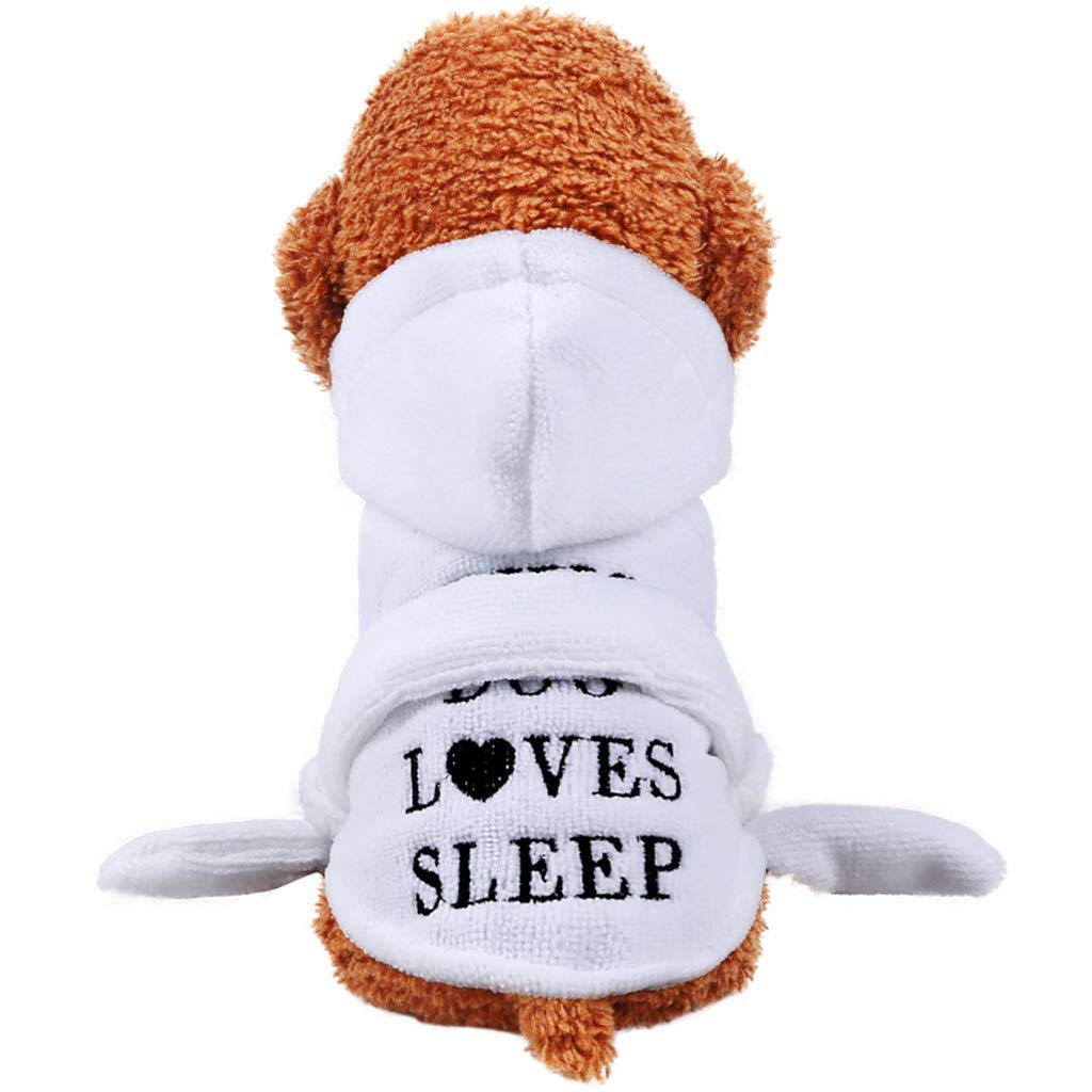 Premium Dog Bathrobe - Quick Drying White Pet Bath Towel & Warm Winter Coat for Small Dogs & Cats | Soft Puppy Clothing for Post-Bath, Grooming & Indoor Comfort (Size M)