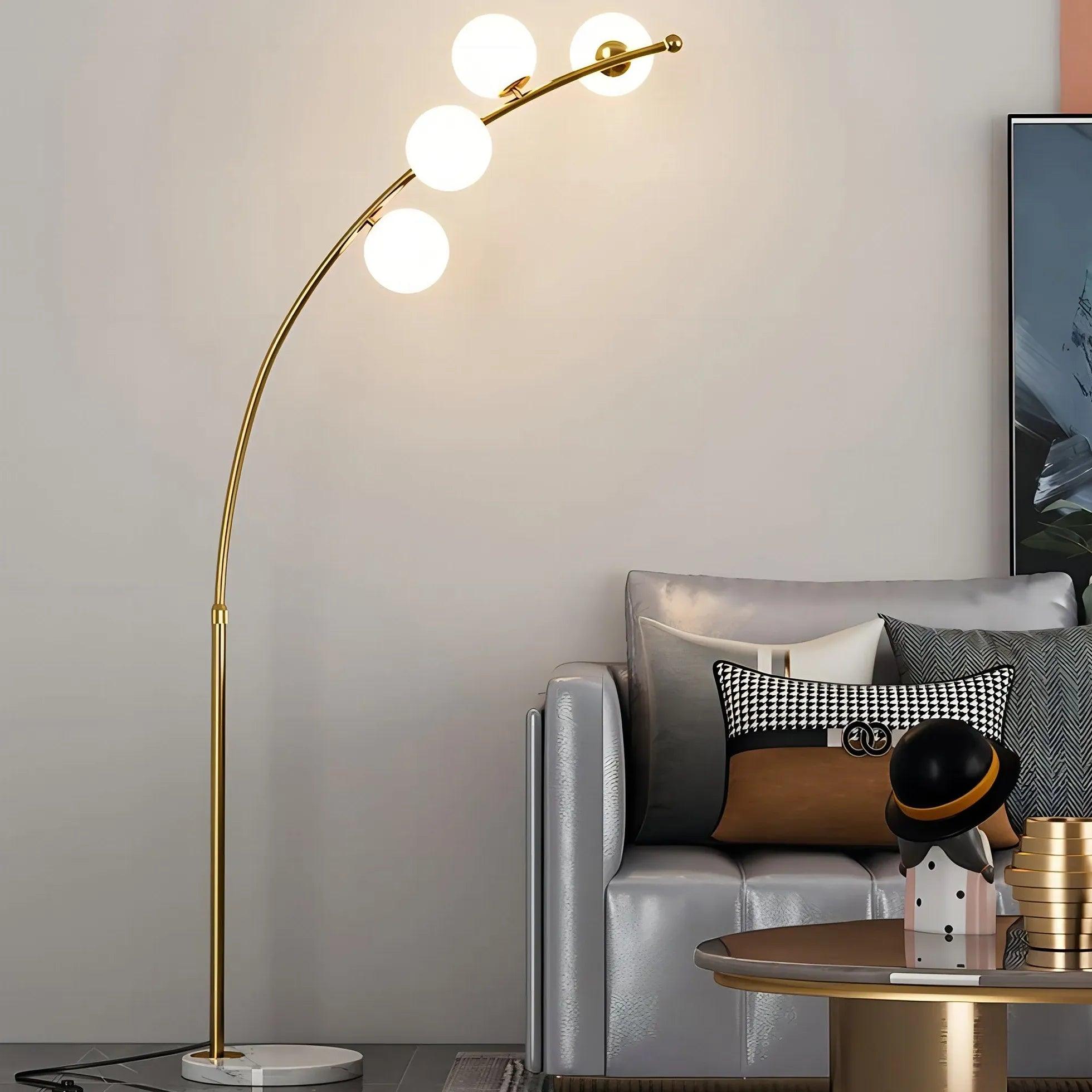 Modern White Multi Ball Arched Floor Lamp - Stylish Lighting for Living Room, Bedroom & Office Decor