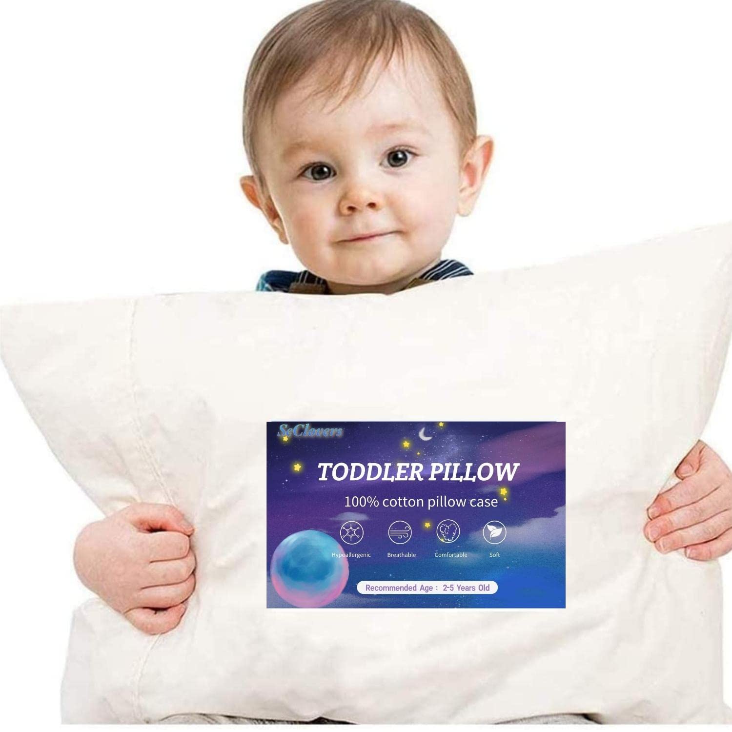Organic Cotton Toddler Pillow with Pillowcase - 13x18 Inch Soft Baby Pillow for Sleeping | Hypoallergenic Kids Pillow for Infants & Toddlers | Perfect for Travel, Cribs, Daycare & Nursery | Machine Washable & Breathable