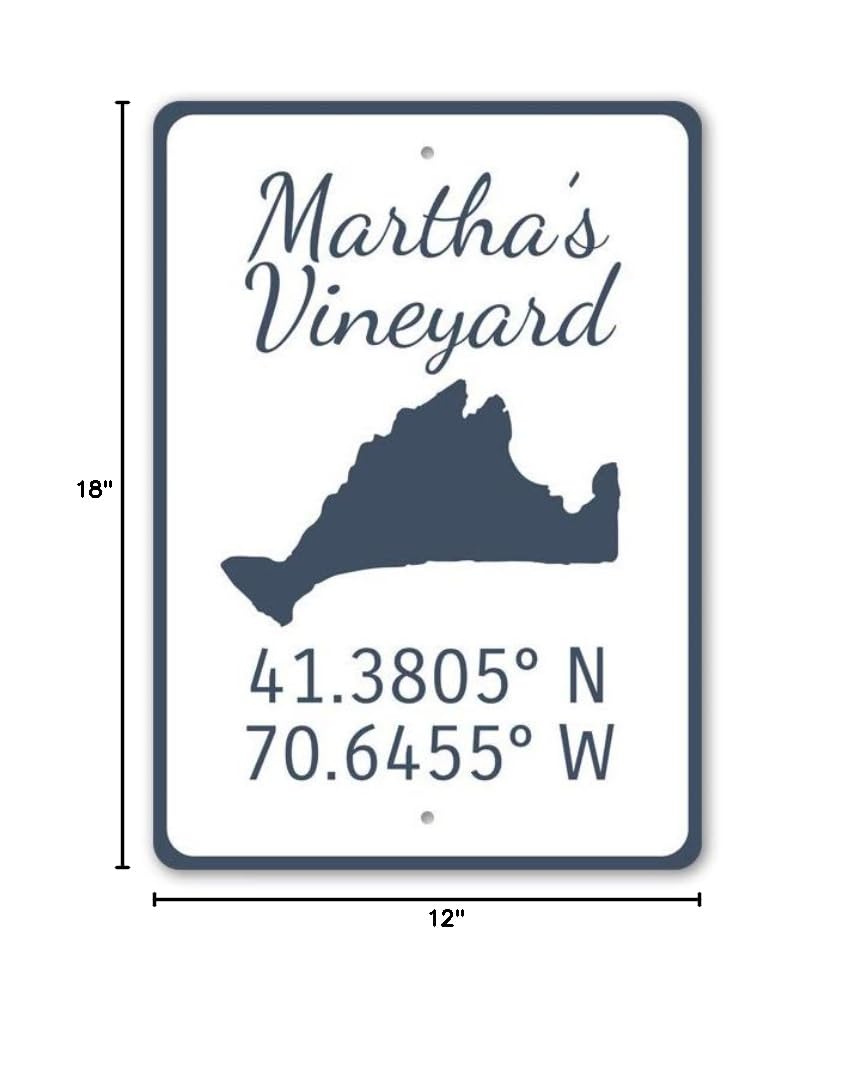 Martha's Vineyard Coordinates Sign - 12