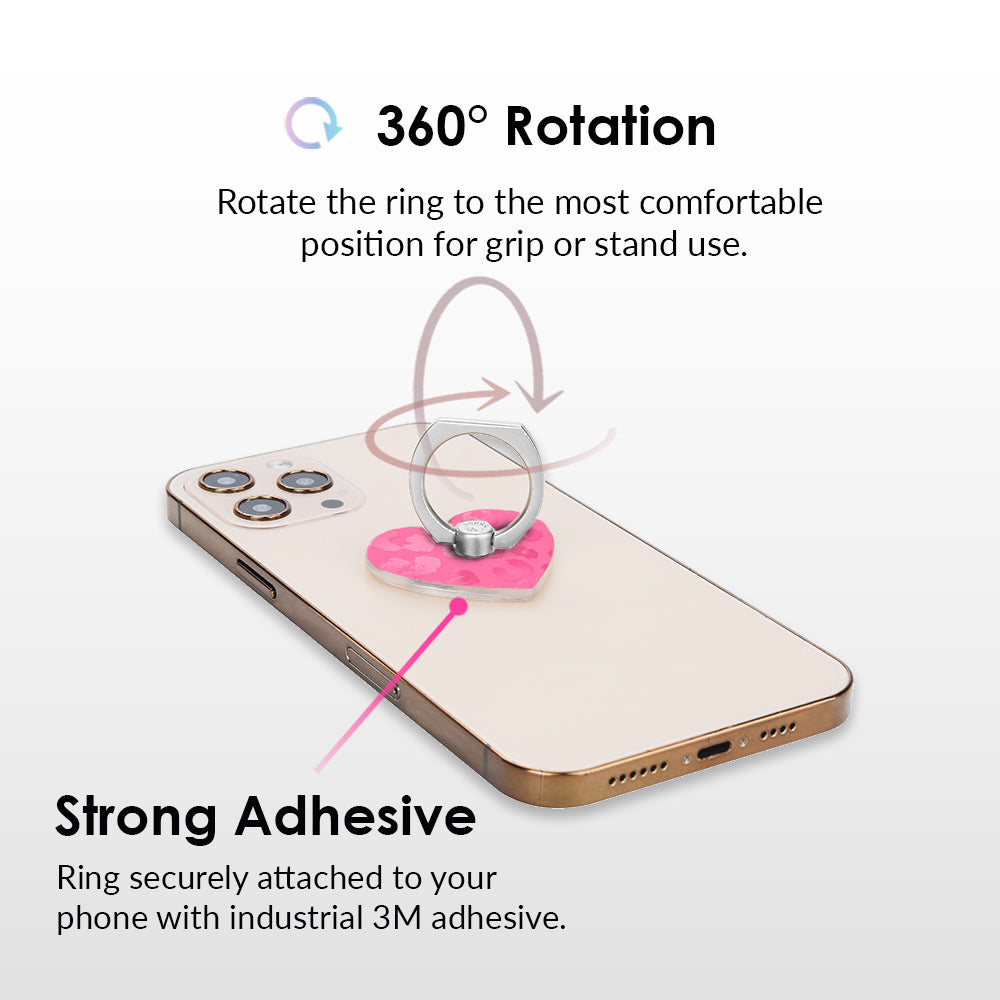 Cute Candy Pink Leopard Print Phone Grip Ring Holder - Perfect for Selfies, TikTok Videos & Secure Phone Grip (Trendy Phone Accessory for Women)