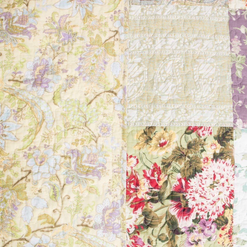 Blooming Prairie King Size 3-Piece Quilt Set - Multi/Jacobean Pattern - Soft Bedding Comforter Cover for Cozy Bedroom Decor