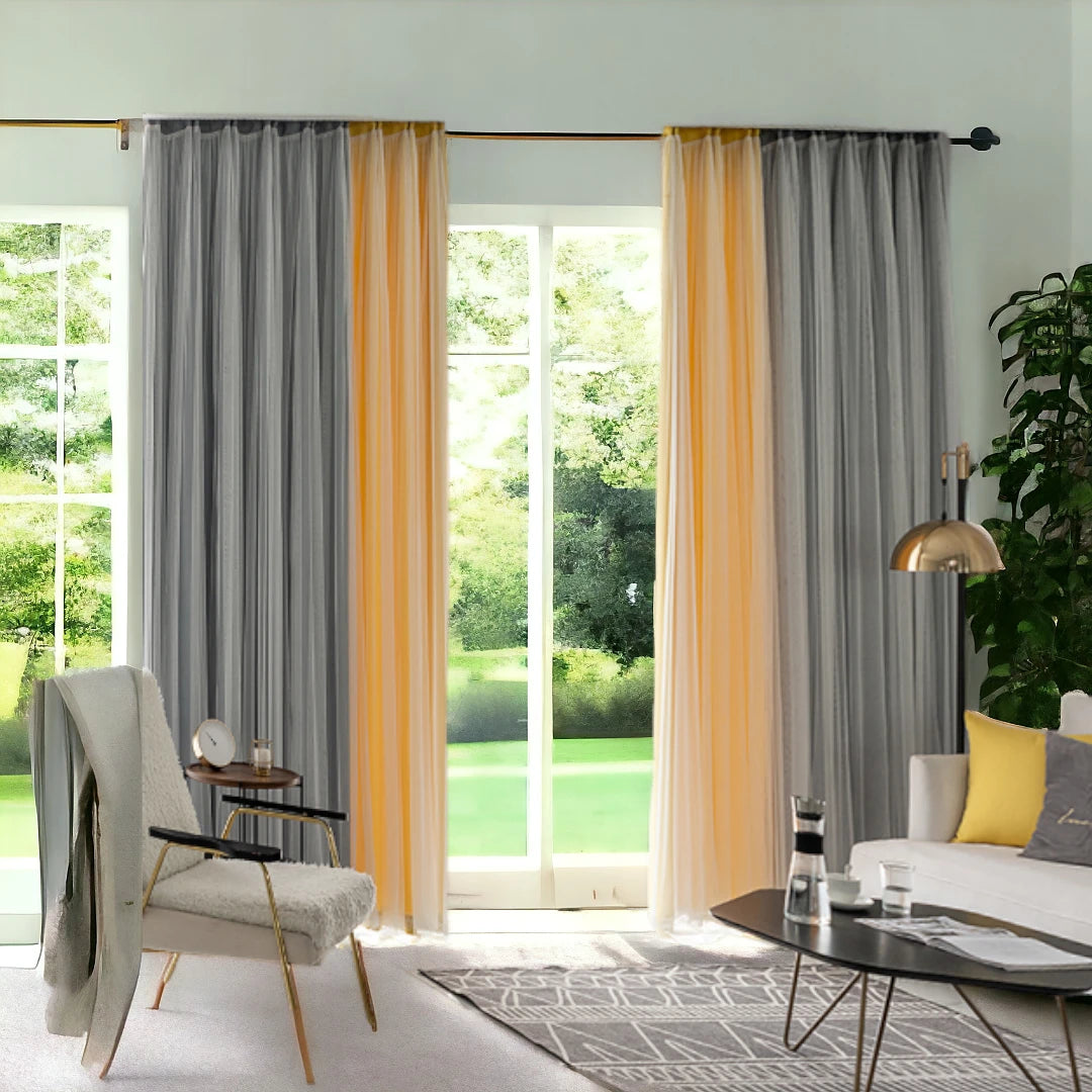 Joslyn Two Layer Color Blocking Soundproof Blackout Custom Curtains for Bedroom & Living Room - Thermal Insulated Noise Reducing Window Drapes for Home & Office