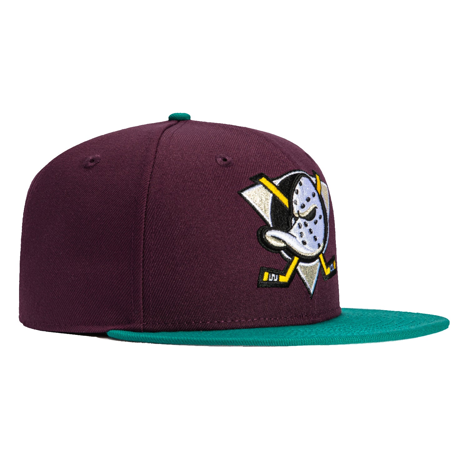 New Era 59Fifty Anaheim Ducks Snapback Hat - Maroon & Teal Color NHL Hockey Cap for Men & Women - Perfect for Games, Fan Gear & Streetwear Fashion