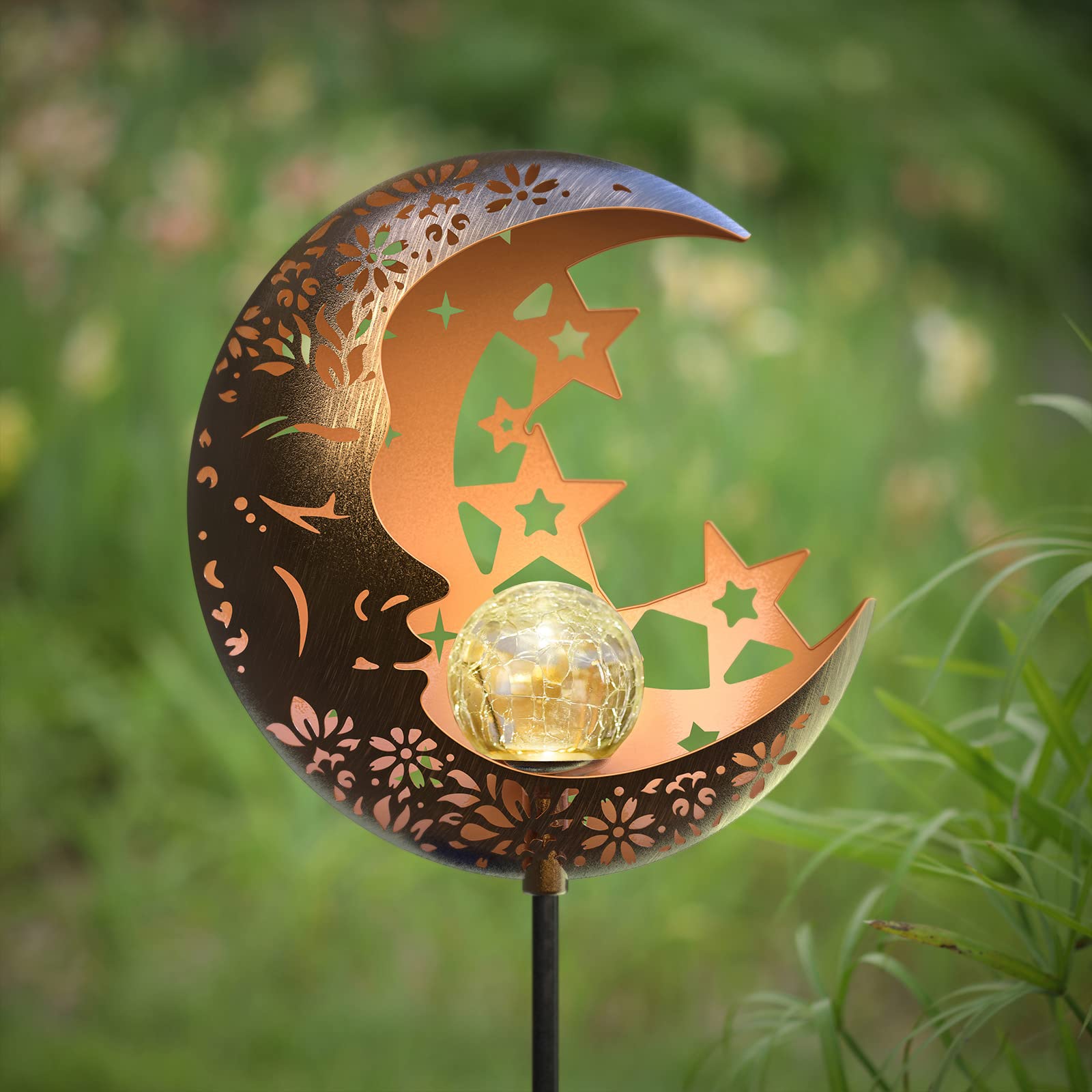 Solar Powered Moon & Star Lanterns - Waterproof Outdoor Garden Lights with Warm White LED for Patio, Pathway, Yard Decor | Perfect for Romantic Nights, Garden Parties & Landscape Lighting