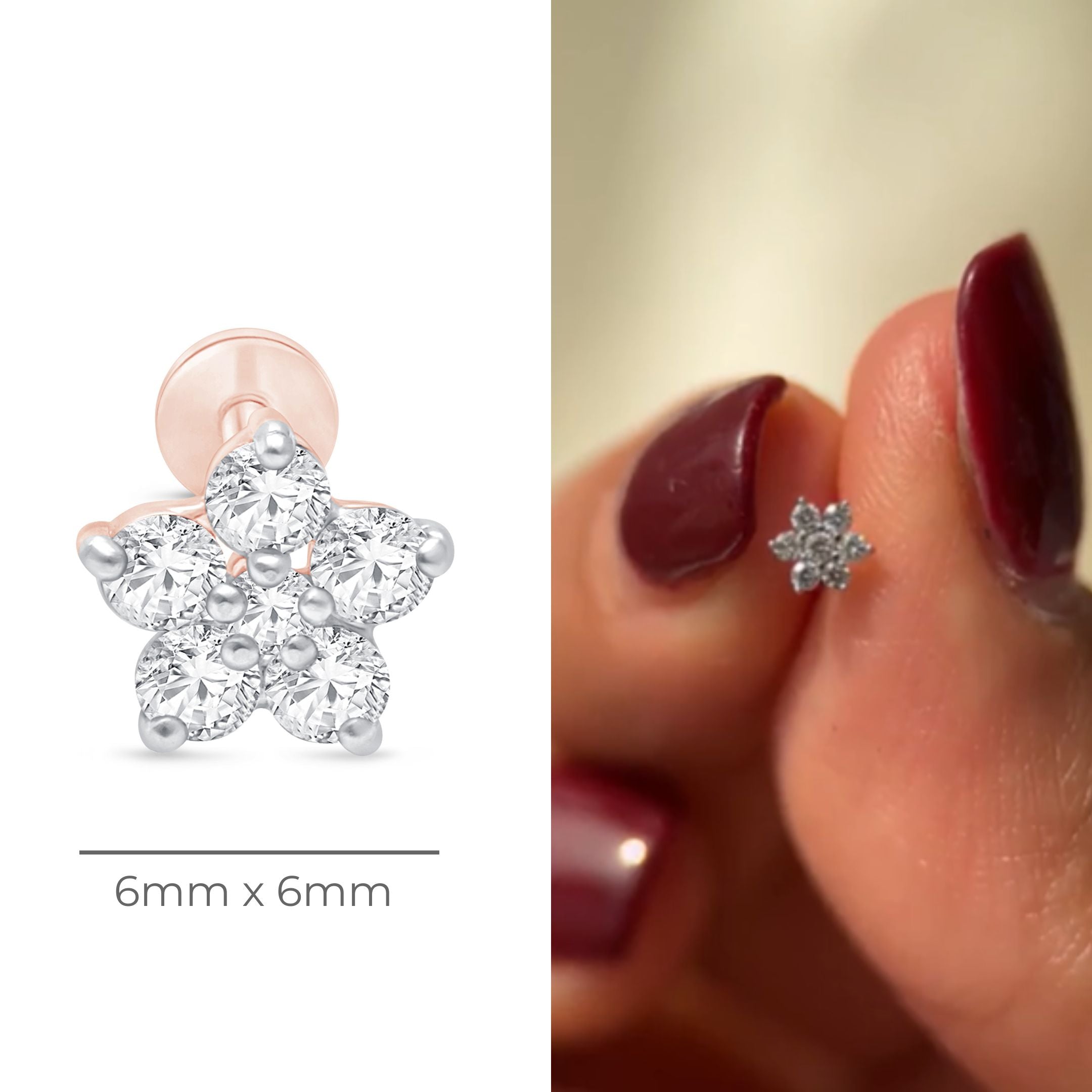 14k Rose Gold Round Diamond Flower Stud Earrings for Women - Perfect for Weddings, Parties & Everyday Elegance