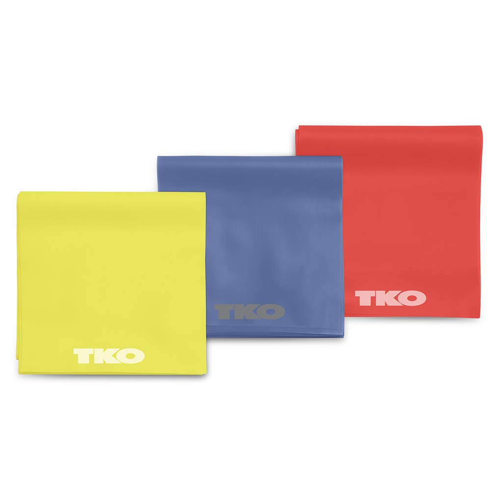 TKO Resistance Bands Set - 3 Pack with Light/Medium/Heavy Levels - Premium Elastic Exercise Bands for Home Gym, Physical Therapy & Full Body Workouts (Ideal for Women & Men) - Perfect for Strength Training, Yoga, Pilates and Rehabilitation Exercises