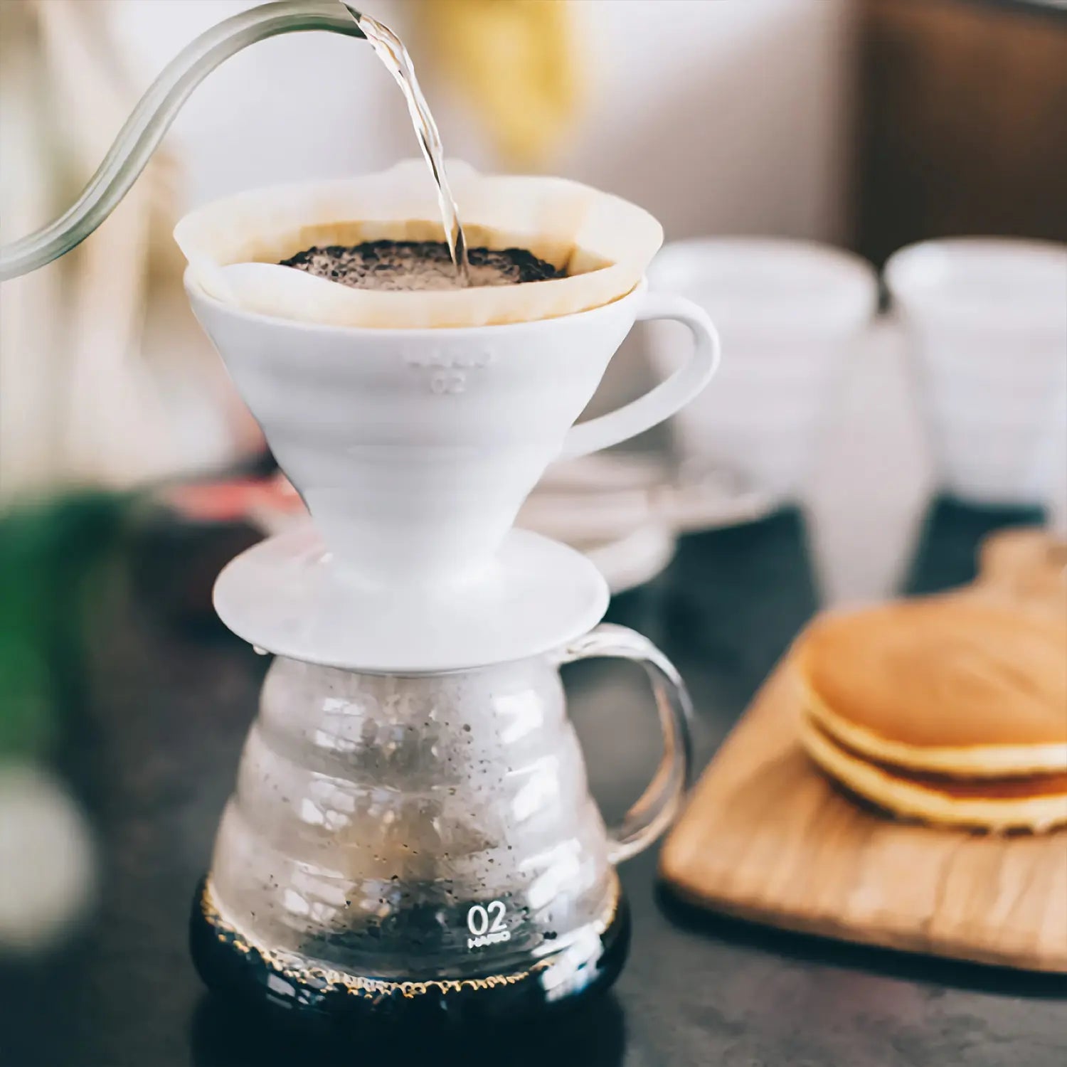 Hario V60 Ceramic Coffee Dripper Pour Over Brewer - Perfect for Single Cup Pour Over Coffee at Home, Office or Camping