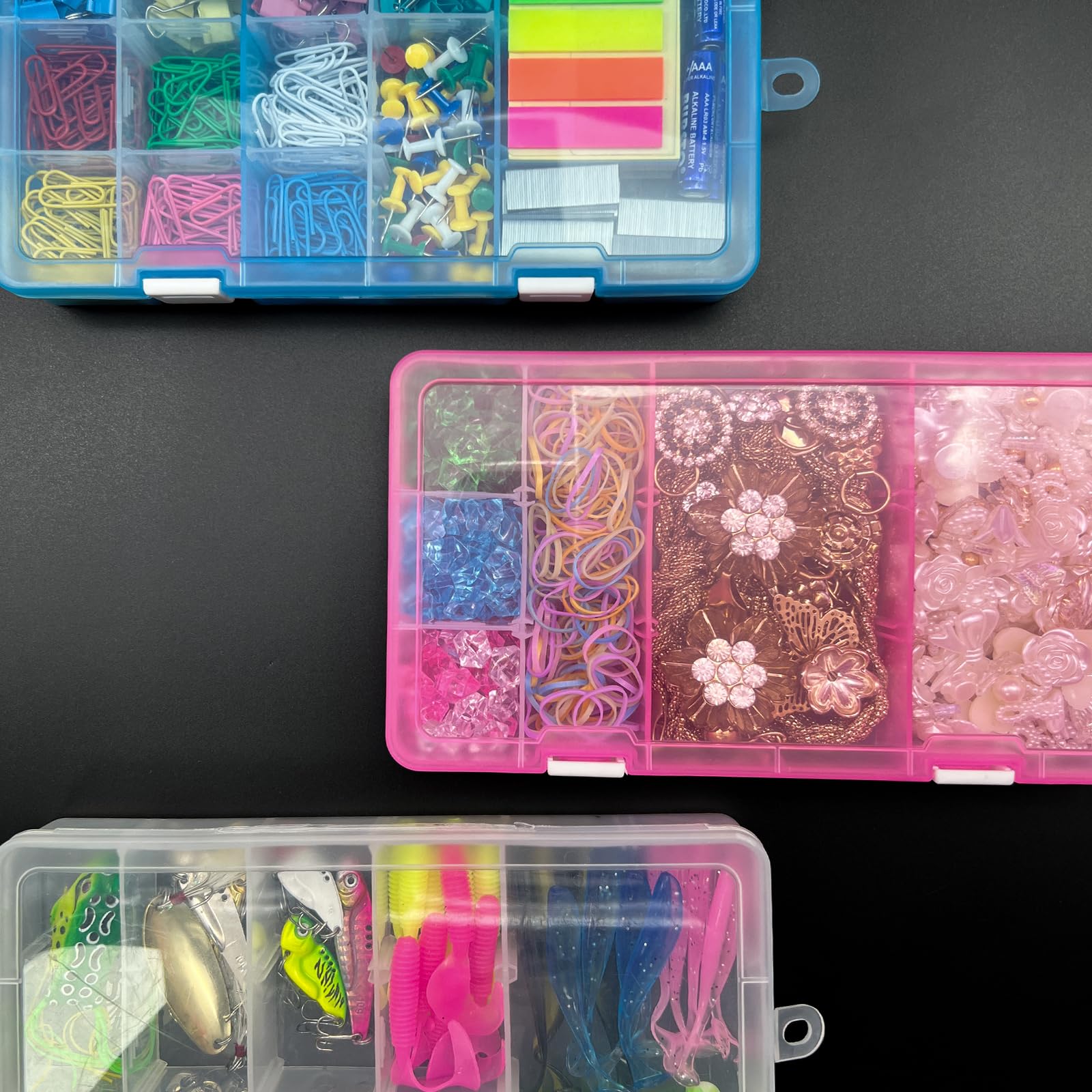 Qualsen 18-Grid Plastic Craft Storage Box with Compartments & Lids - Jewelry Organizer for Beads, Earrings, Fishing Tackle & Small Accessories (White, Set of 2) - Perfect for DIY Crafts, Home Organization & Travel Storage
