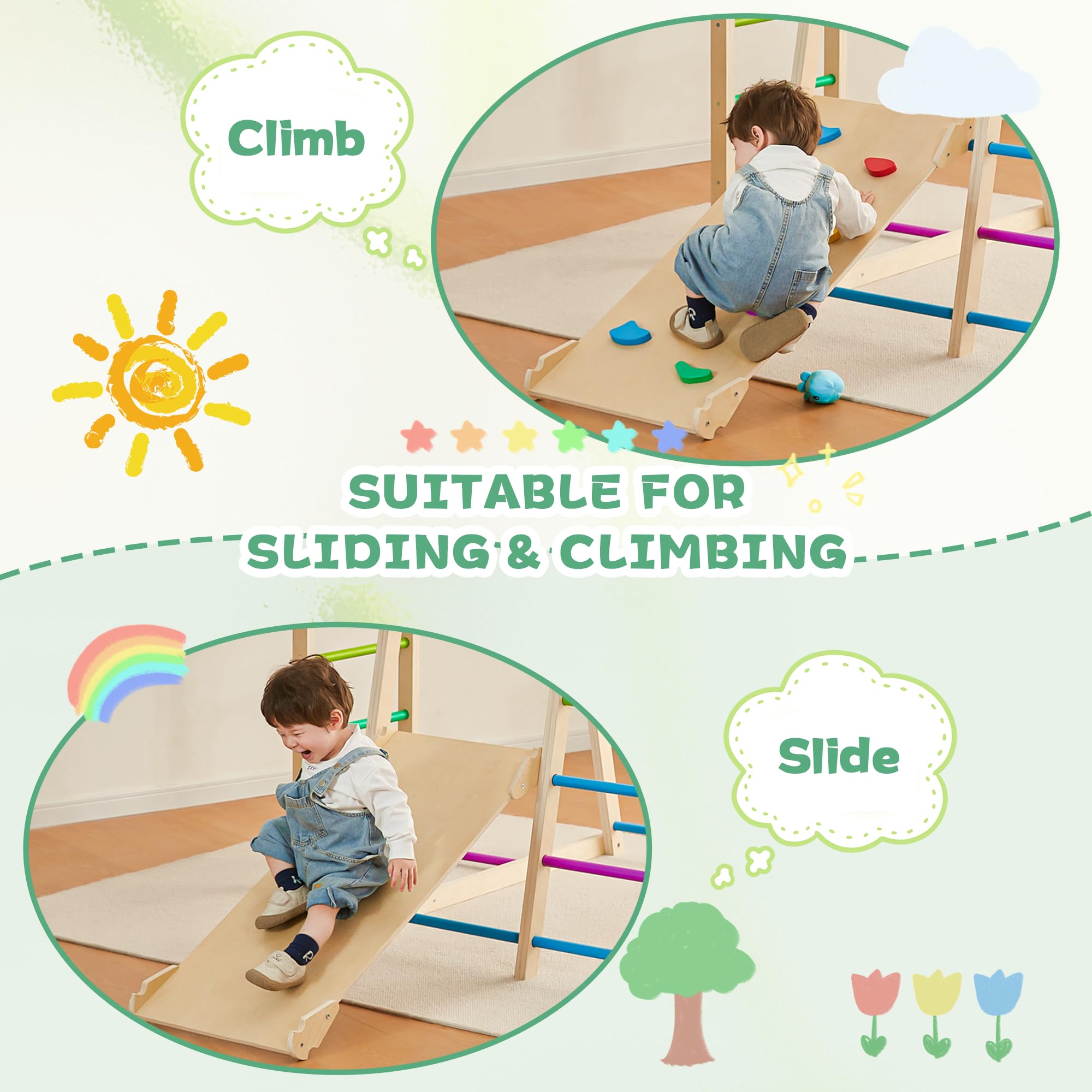 Best Indoor Playground for Toddlers 1-3 Years - Climbing Toys with Basketball Hoop, Slide, Climbing Wall, Net, Monkey Bars & Swing - Perfect for Home Playrooms, Daycares & Preschools