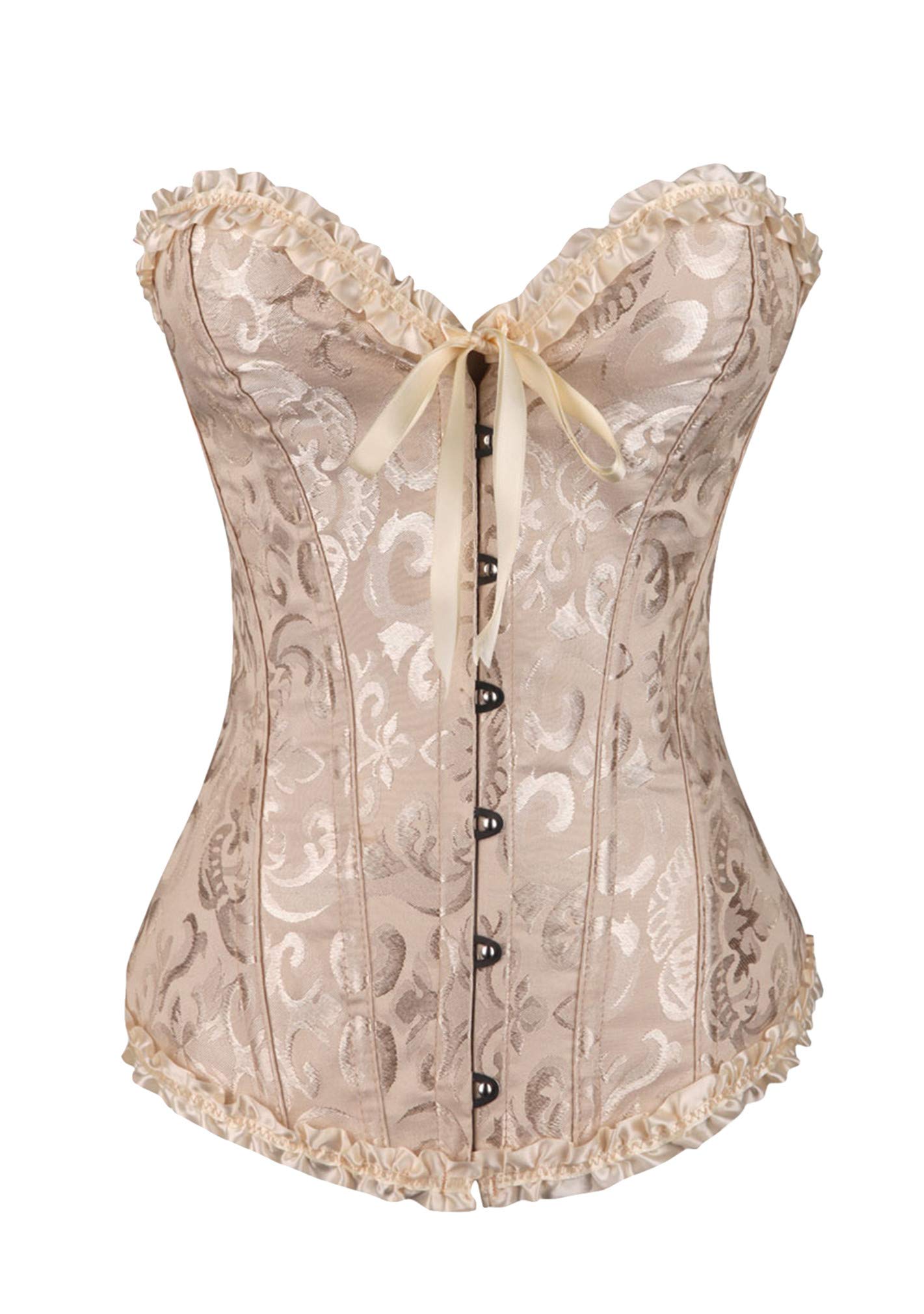 BOFETA Women's Floral Corset Top - Sexy Lace-Up Bustier with Vintage Overbust Design - Plus Size Lingerie for Date Night, Boudoir Photography & Burlesque Costume