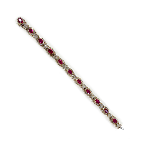 14K Yellow Gold Ruby Bracelet for Women | Genuine Ruby & Solid Gold Jewelry | Elegant Gift for Birthday, Anniversary & Valentine's Day | Perfect for Formal Events & Everyday Wear