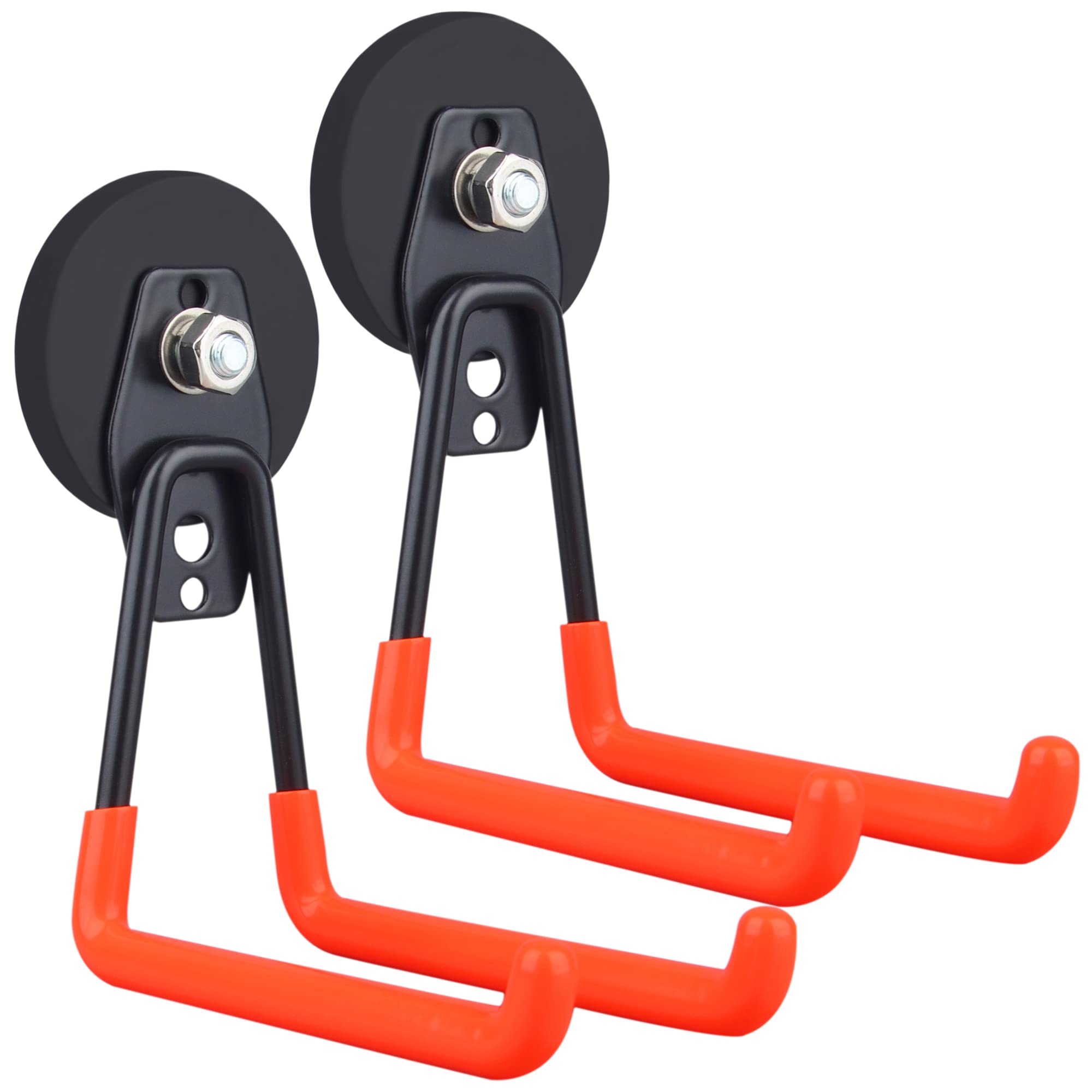 Heavy Duty Magnetic Hooks (2 Pack) - Strong Anti-Slide Garage Hangers for Tool Organization - Perfect for Power Drills, Garden Tools, Hoses & Workshop Storage - Ideal for Garage, Tool Chest & Steel Pegboard Mounting