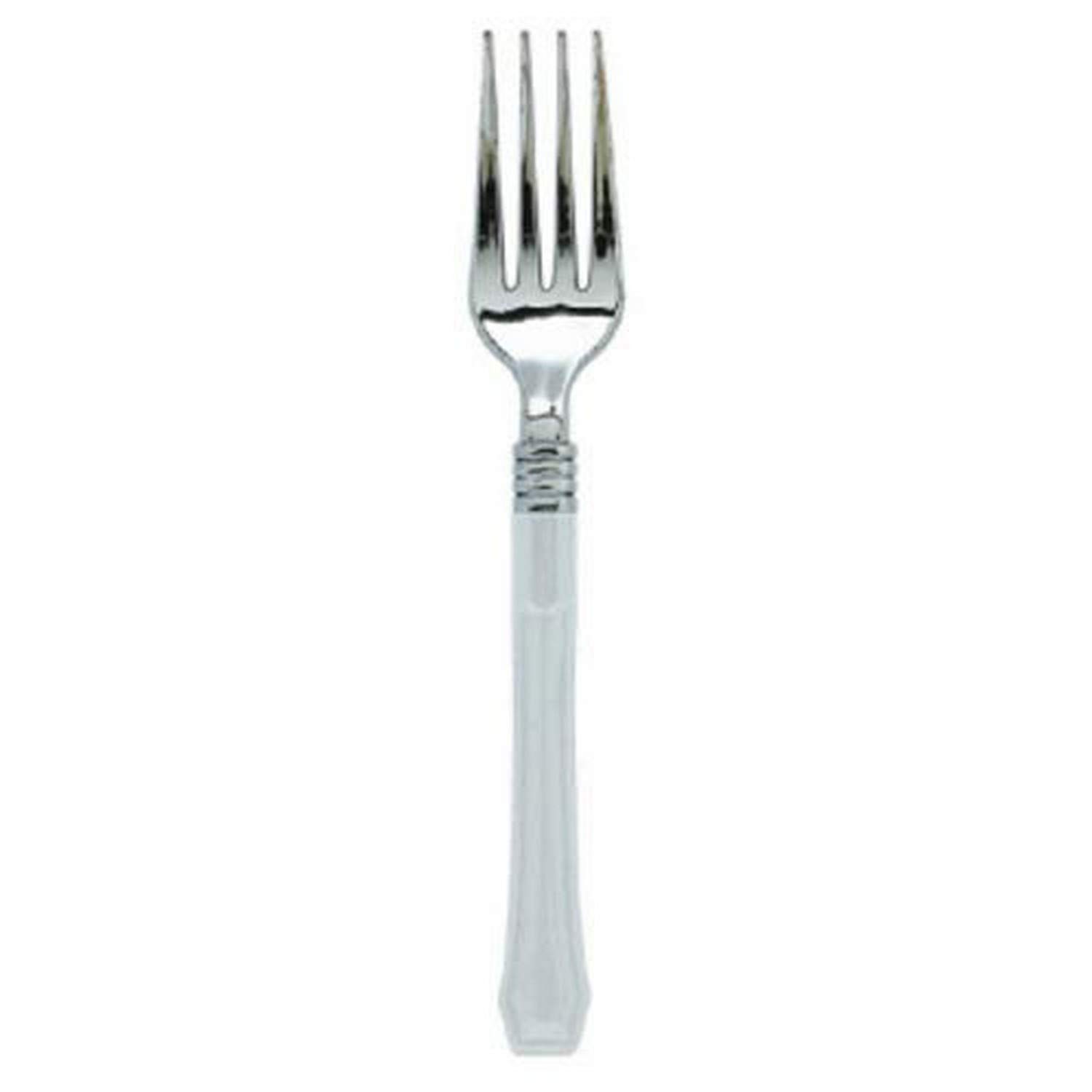 Amscan Premium Silver Forks - Elegant Dinnerware for Parties, Weddings & Special Events - One Size Fits All