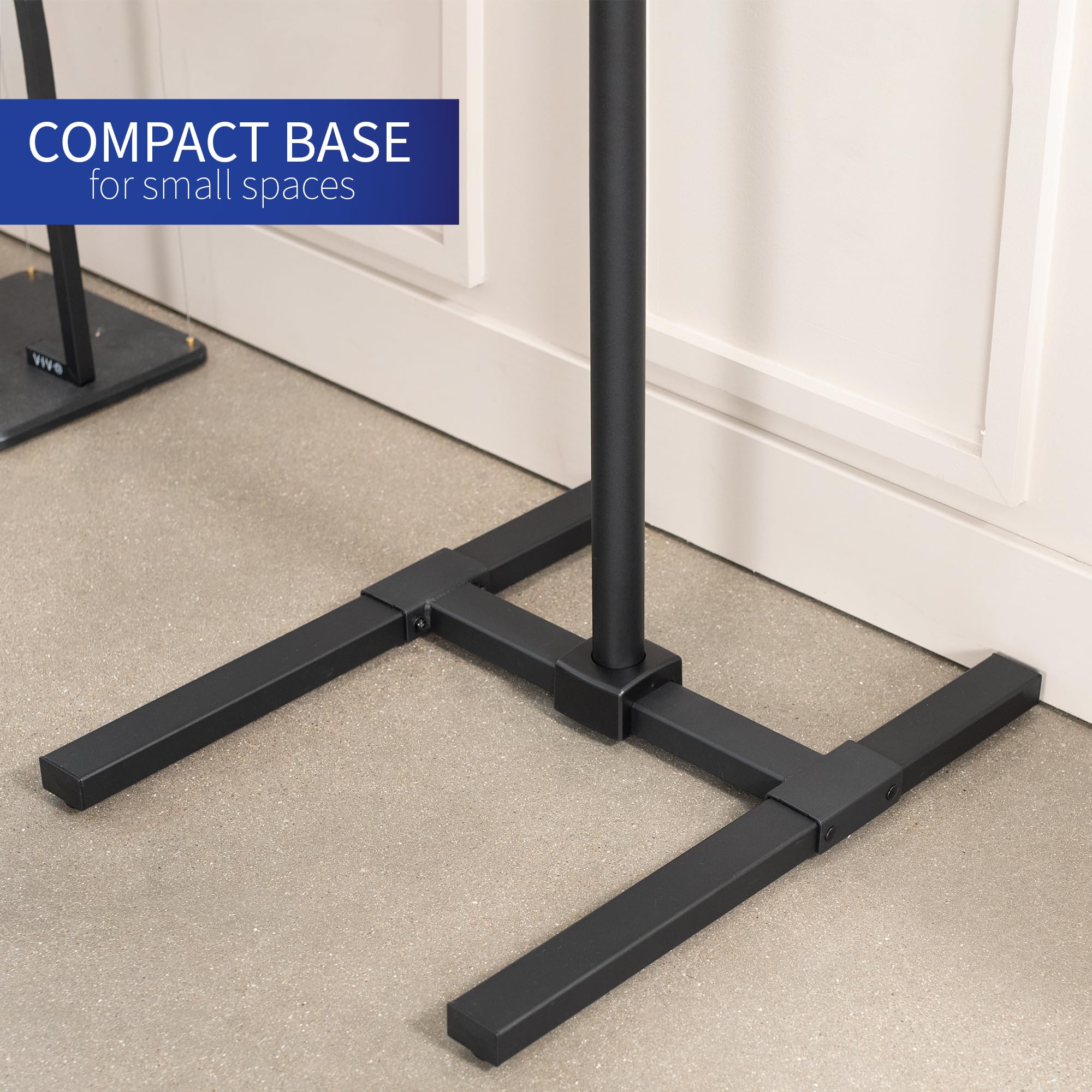 VIVO Extra Tall TV Floor Stand with Shelf for 13 to 50 inch Screens - Universal Mount for LED, OLED, 4K Smart Flat & Curved Monitors - 70 inch Tall Pole - Max VESA 200x200 - Perfect for Treadmills, Ellipticals & Home Gym Setup - Black (STAND-TV17-S)