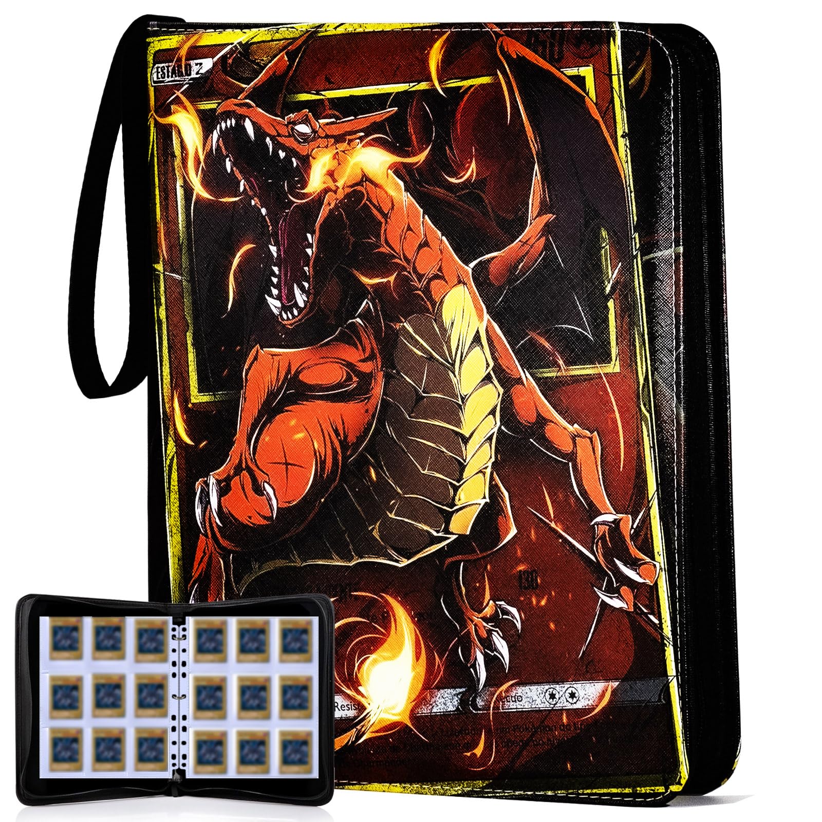 Premium 9-Pocket Trading Card Binder with 990 Pockets & 55 Protective Sleeves - Dragon Theme | Perfect for MTG, Pokemon, Yu-Gi-Oh Card Collection & Storage | Great for Gamers, Collectors & Tournaments