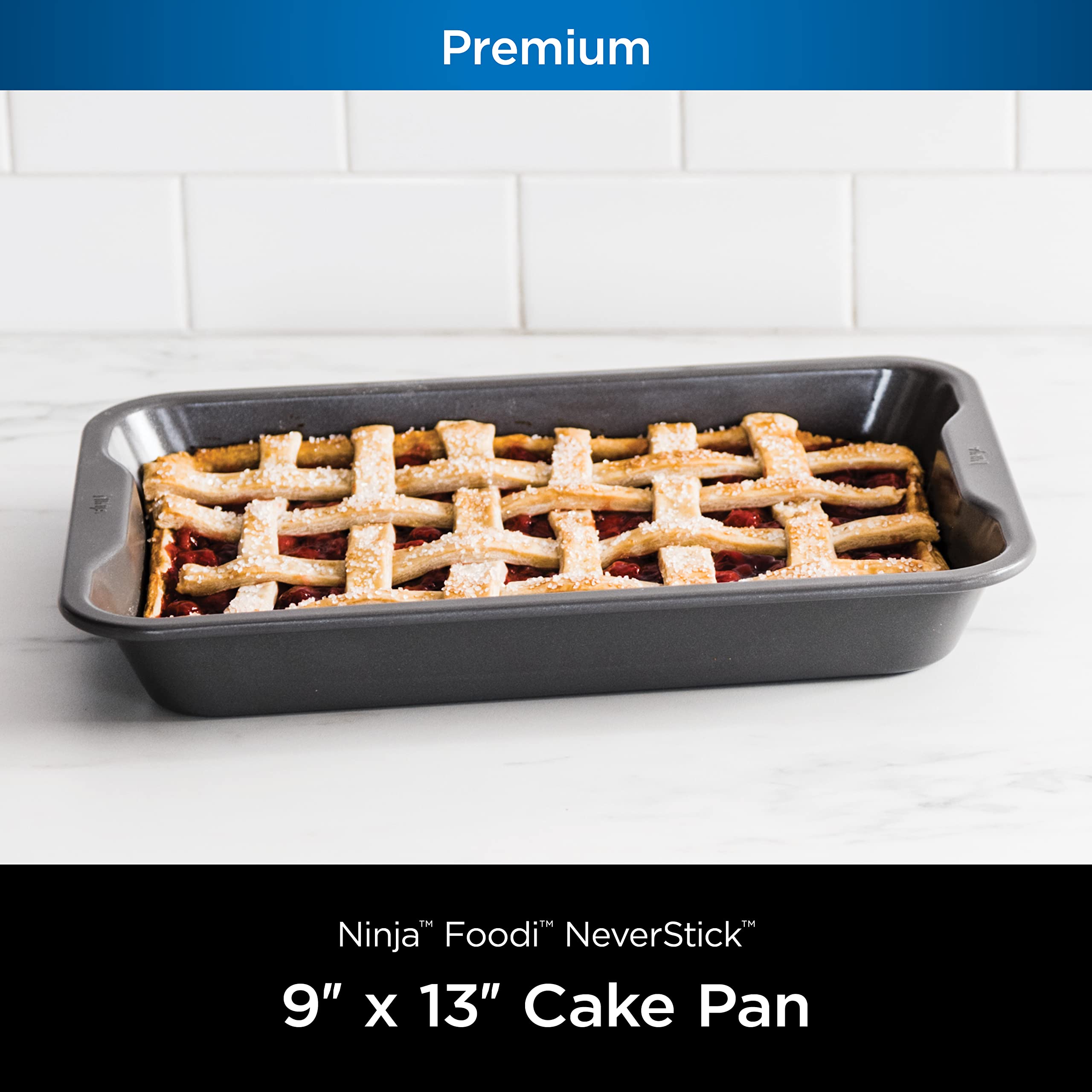 Ninja B30613 Foodi NeverStick Premium 9x13 Inch Nonstick Cake Pan - Oven & Dishwasher Safe Up to 500°F, Grey - Perfect for Baking Cakes, Brownies, and Sheet Pan Meals