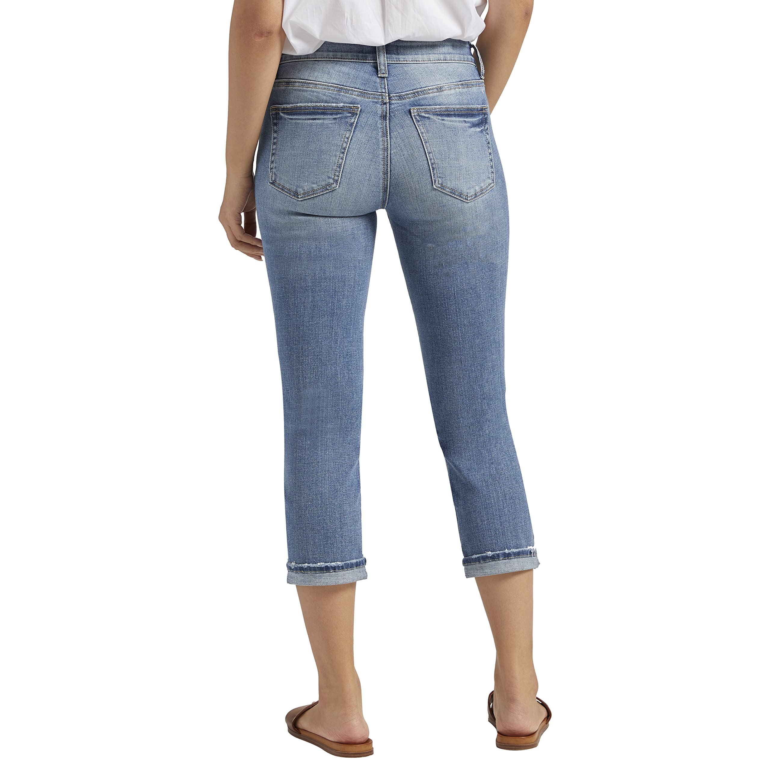 Silver Jeans Co. Women's Suki Mid Rise Capri Jeans - Stretch Denim Pants for Casual Wear & Summer Outfits | Comfortable Slim Fit Ankle-Length Jeans for Women