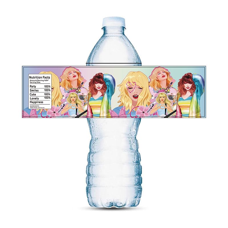 Custom Water Bottle Labels for Taylor Swift Birthday Party Supplies - Personalized Stickers & Decorations for Kids Birthday Party Favors - Perfect for Themed Celebrations, Baby Showers & School Events