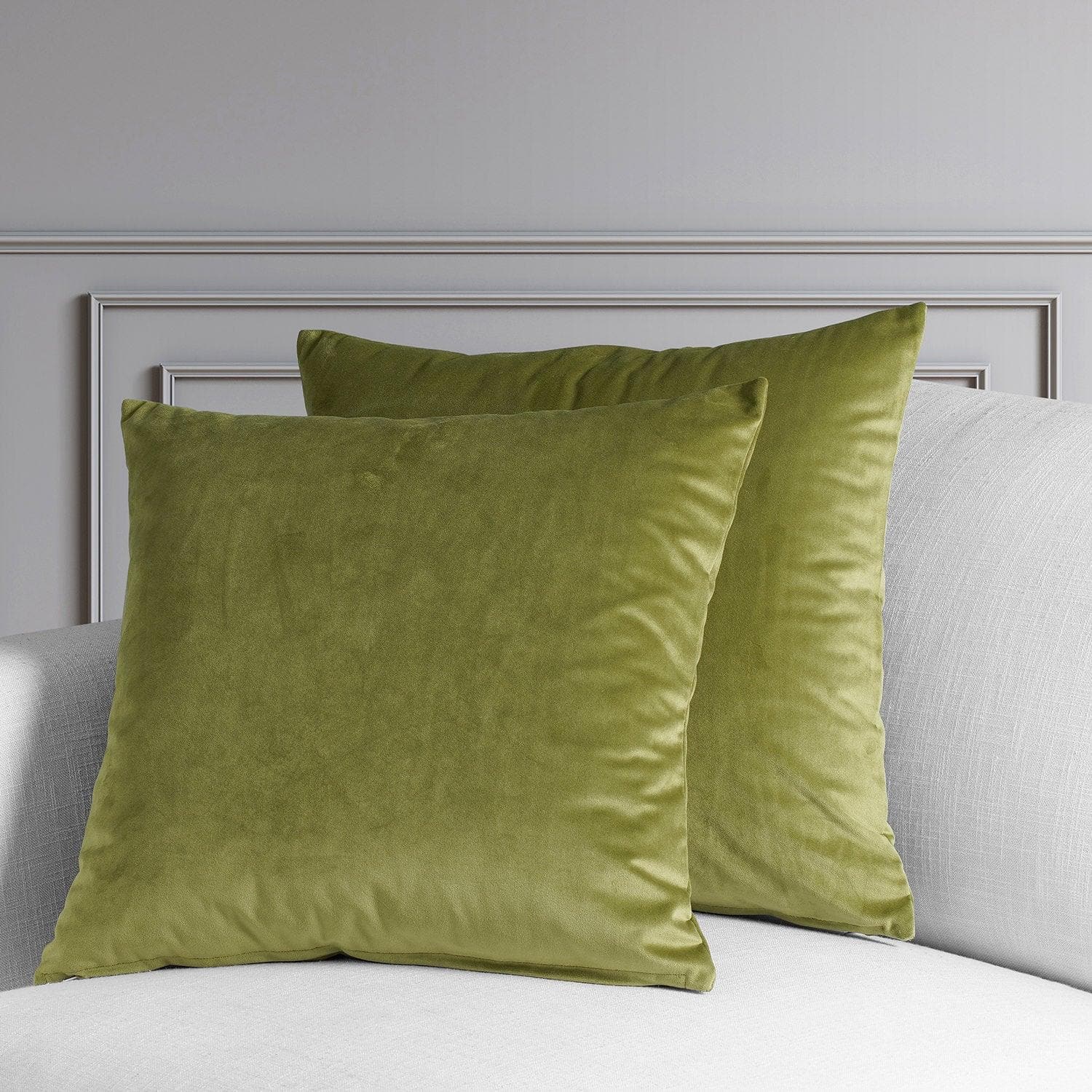 Vintage Green Plush Velvet Cushion Covers Set of 2 - Soft Decorative Throw Pillow Covers for Sofa, Bed, Living Room & Home Decor