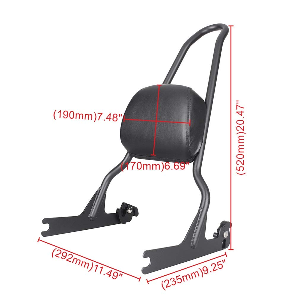 Premium Sissy Bar Backrest Pad for Harley Softail Models (2006-2018) & Fat Boy/Fat Boy Lo (2007-2018) - Comfortable Passenger Seat Cushion - Black - Perfect for Long Rides & Touring
