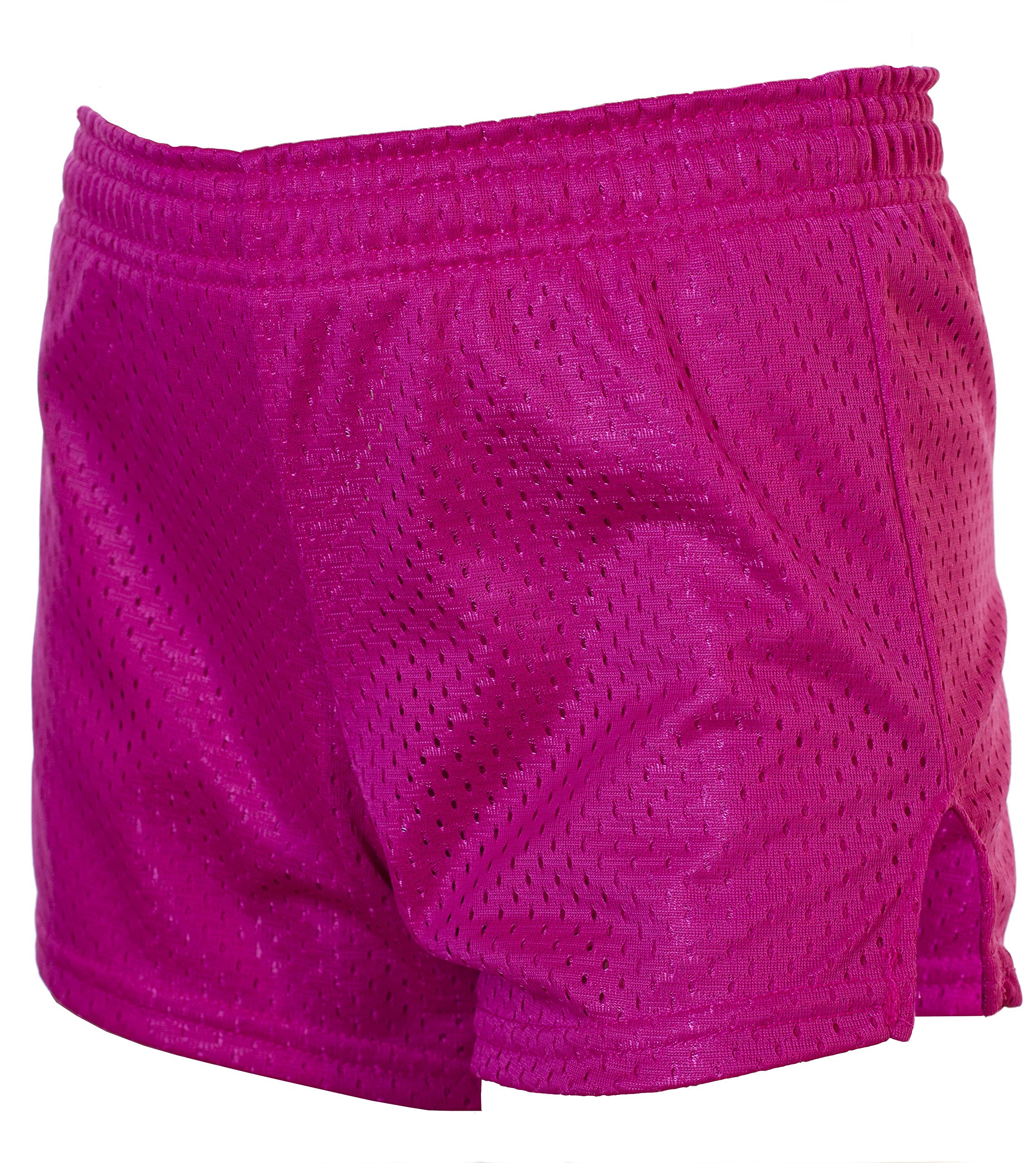 Women's Mini-Mesh Athletic Shorts - Fuchsia Pink Large Size - Perfect for Running, Yoga & Summer Workouts