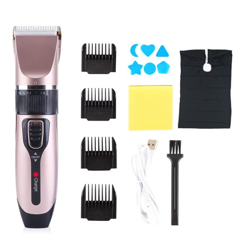 Professional Electric Hair Clipper & Beard Trimmer Kit - Powerful Cordless Hair Shaver for Men & Family, Barber-Grade Precision Cutting with Multiple Attachments (Pink A0) - Perfect for Home Grooming, Salon Styling & Travel Use