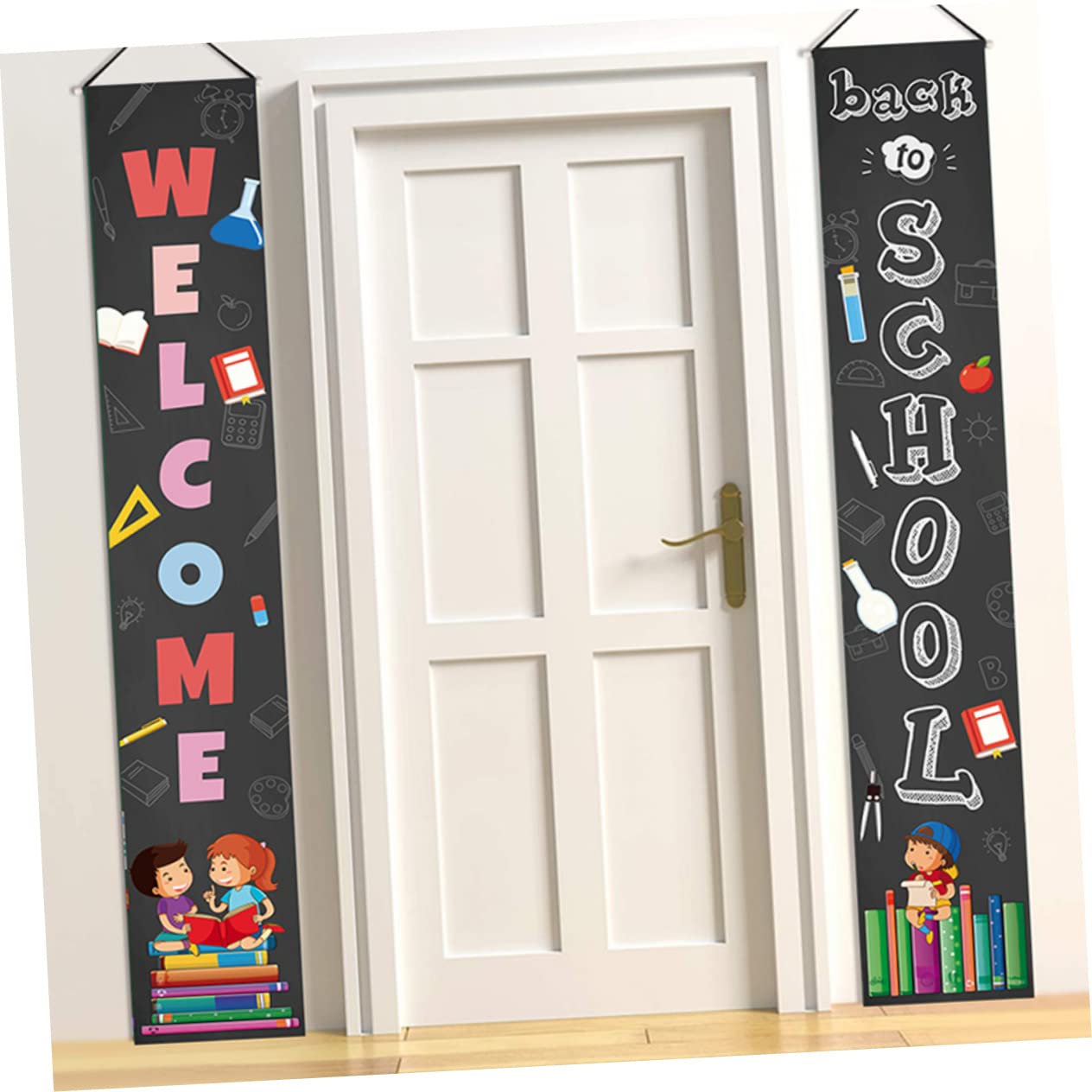 Zerodeko 1 Pair Decorative Curtain Emblems - Office & School Welcome Signs, Back to School Banner for Classroom Decor, Campus Events & Seasonal Celebrations