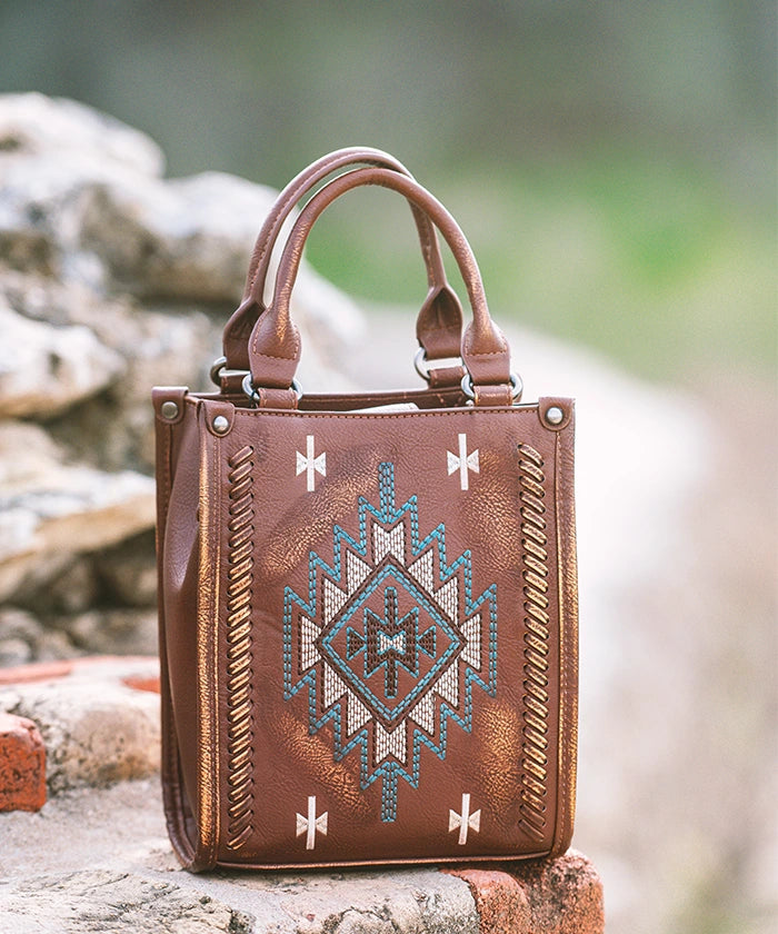 Montana West Aztec Embroidered Mini Crossbody Purse for Women - Stylish Boho Handbag with Adjustable Strap, Perfect for Travel, Shopping & Daily Use