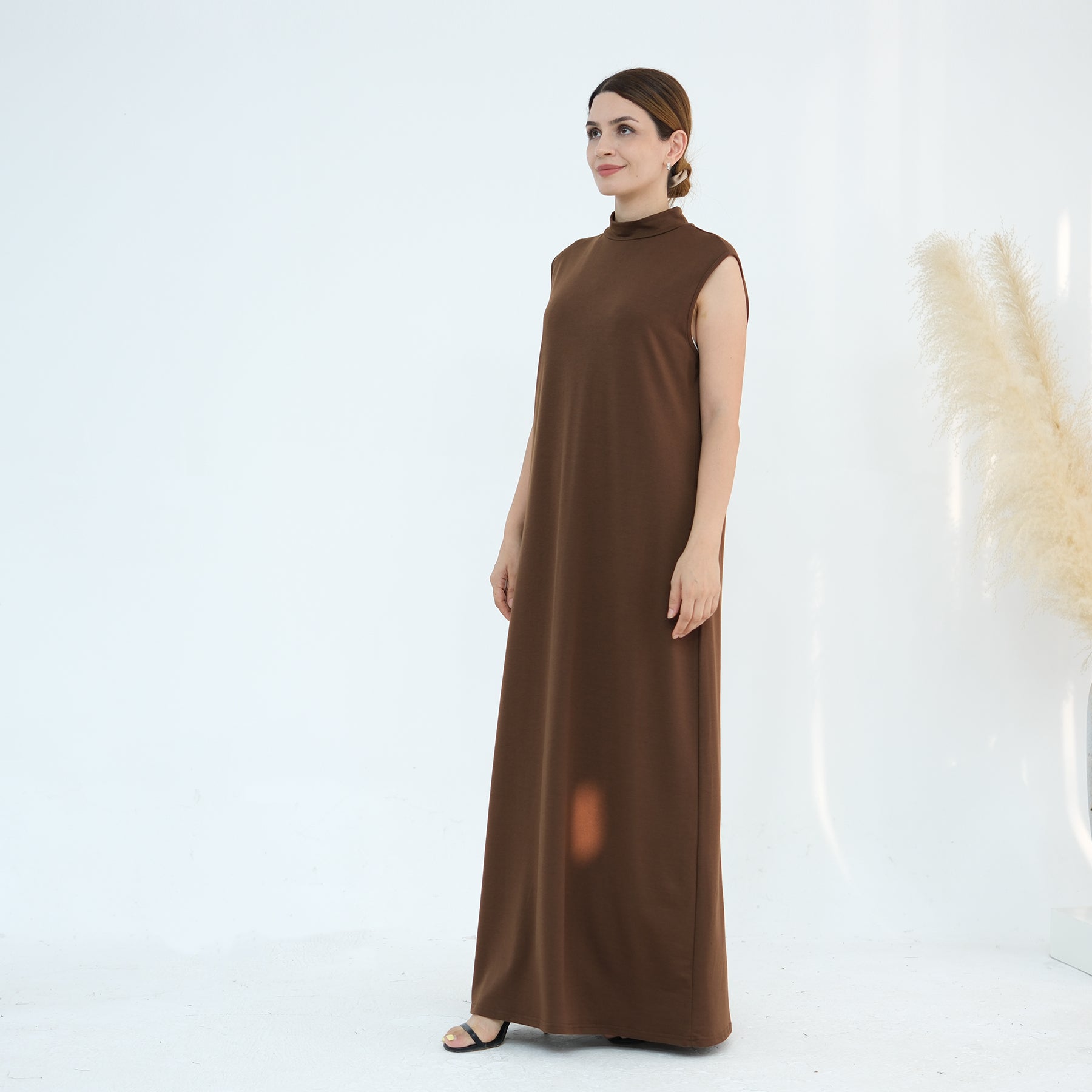 Jojo 3-Piece Modal Abaya Set - Soft & Comfortable Prayer Dress for Women - Brown | Perfect for Prayer, Mosque, and Special Occasions