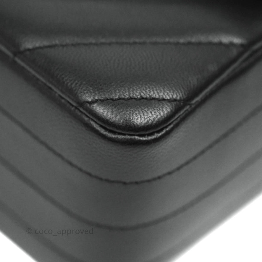 Chanel Chevron Mini Rectangular Flap Bag in Black Lambskin Leather with Silver Hardware - Perfect for Evening Events & Luxury Fashion Accessories