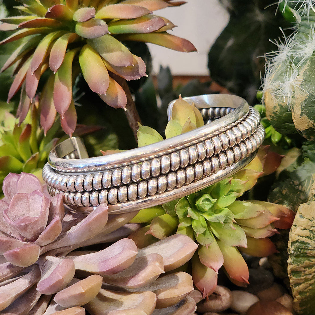 Authentic Native American Sterling Silver Cuff Bracelet - Handcrafted by Navajo Artist C. Tsosie - Perfect for Boho Fashion, Weddings & Special Occasions