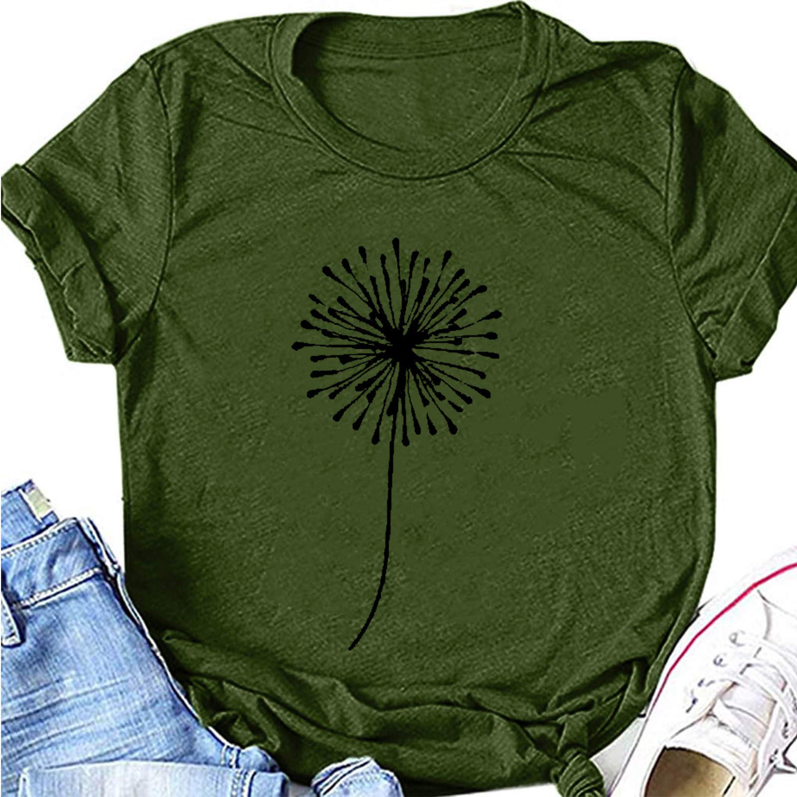 Women's Plus Size Floral Short Sleeve Tunic Tops - Casual Swing Blouse for Everyday Wear, Work & Summer Outfits