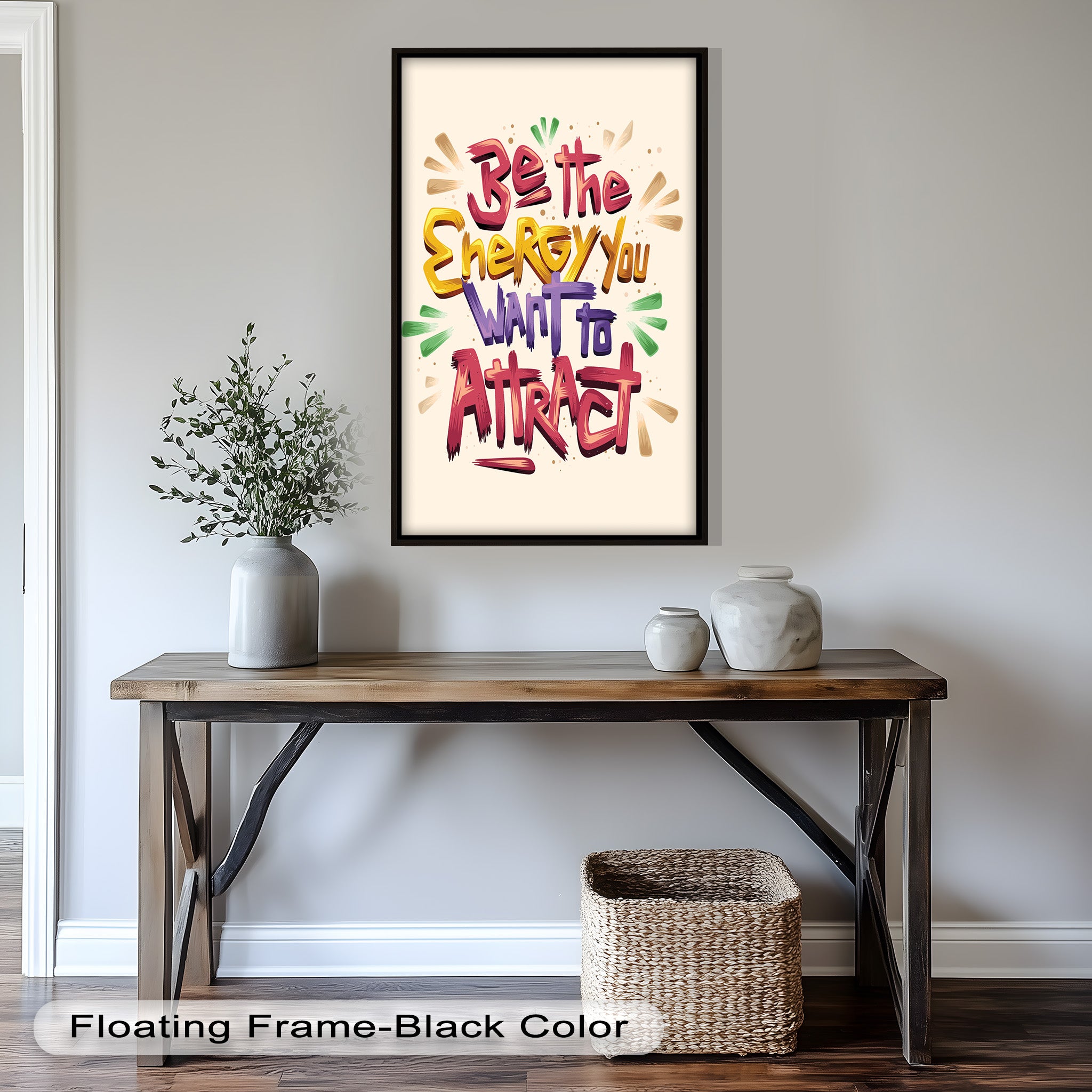 Inspirational Oil Painting - Be the Energy You Want to Attract - Motivational Wall Art for Home, Office & Meditation Space
