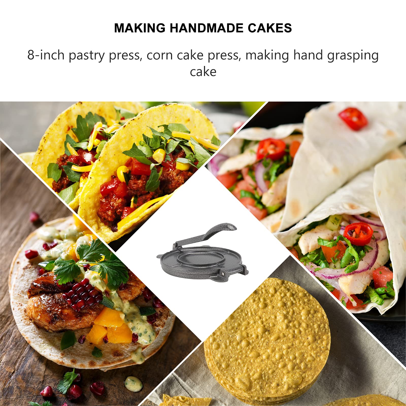 Stainless Steel Tortilla Press Machine - Non-Stick Taco & Pie Maker for Mexican Cuisine, Pizza Dough & Flatbreads | Perfect for Home Kitchens & Restaurants
